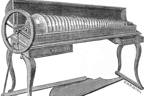 A later diagram of the bowls, wheel and foot treadle