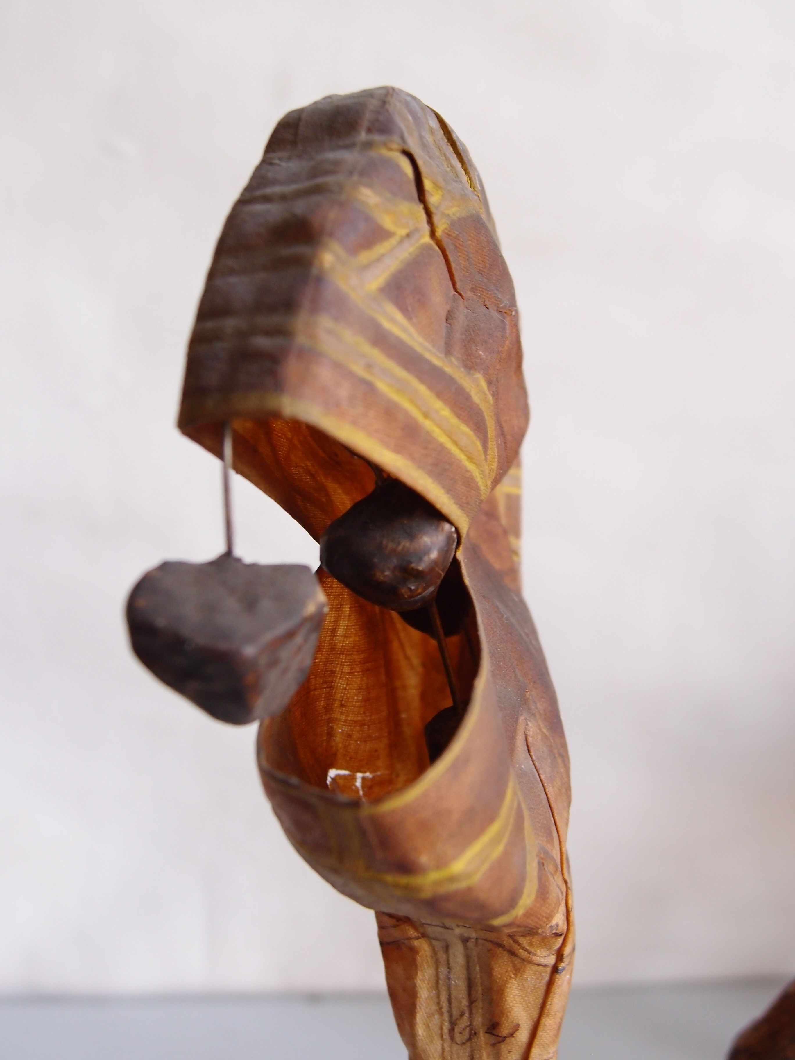 The fern-sporangium model with a section of the outer wall removed to expose its interior.