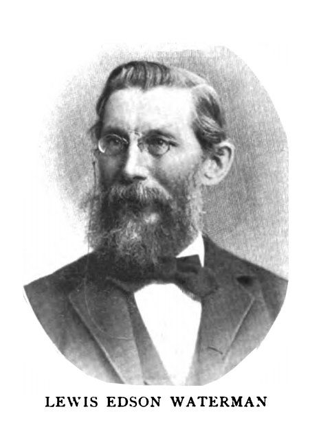 Lewis Edson Waterman in a portrait published in 1899, wearing spectacles and a dark suit