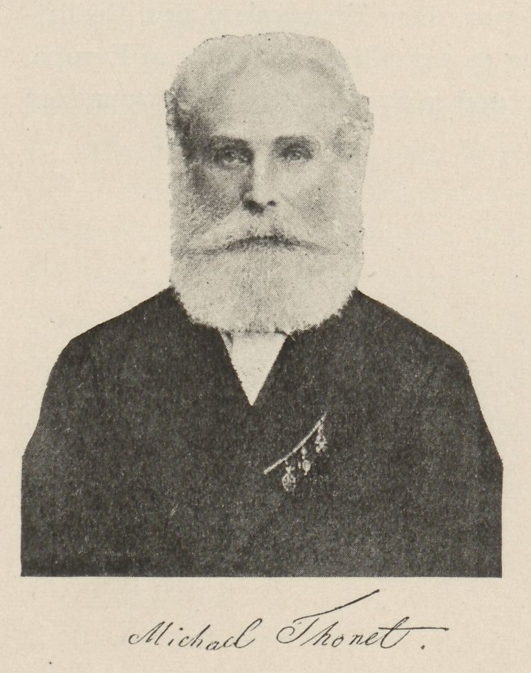 Michael Thonet with a white beard, in a portrait published in 1898