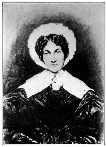 Lucy Bakewell Audubon in a bonnet and dark dress.