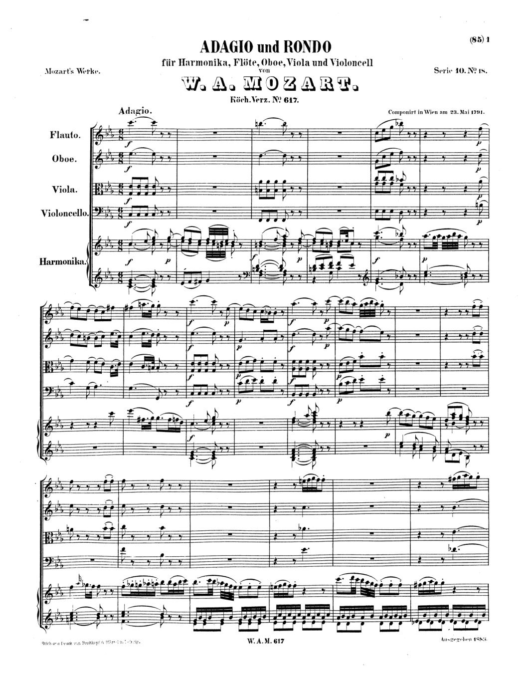 The opening of Mozart’s Adagio and Rondo in a nineteenth-century printed score