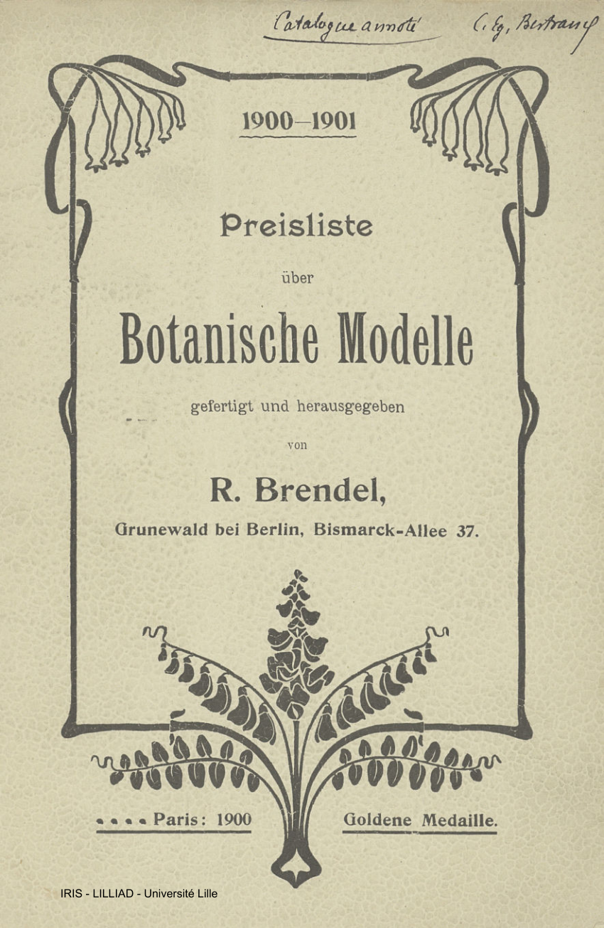 The decorated title page of Brendel’s botanical-model price list for 1900–1901.