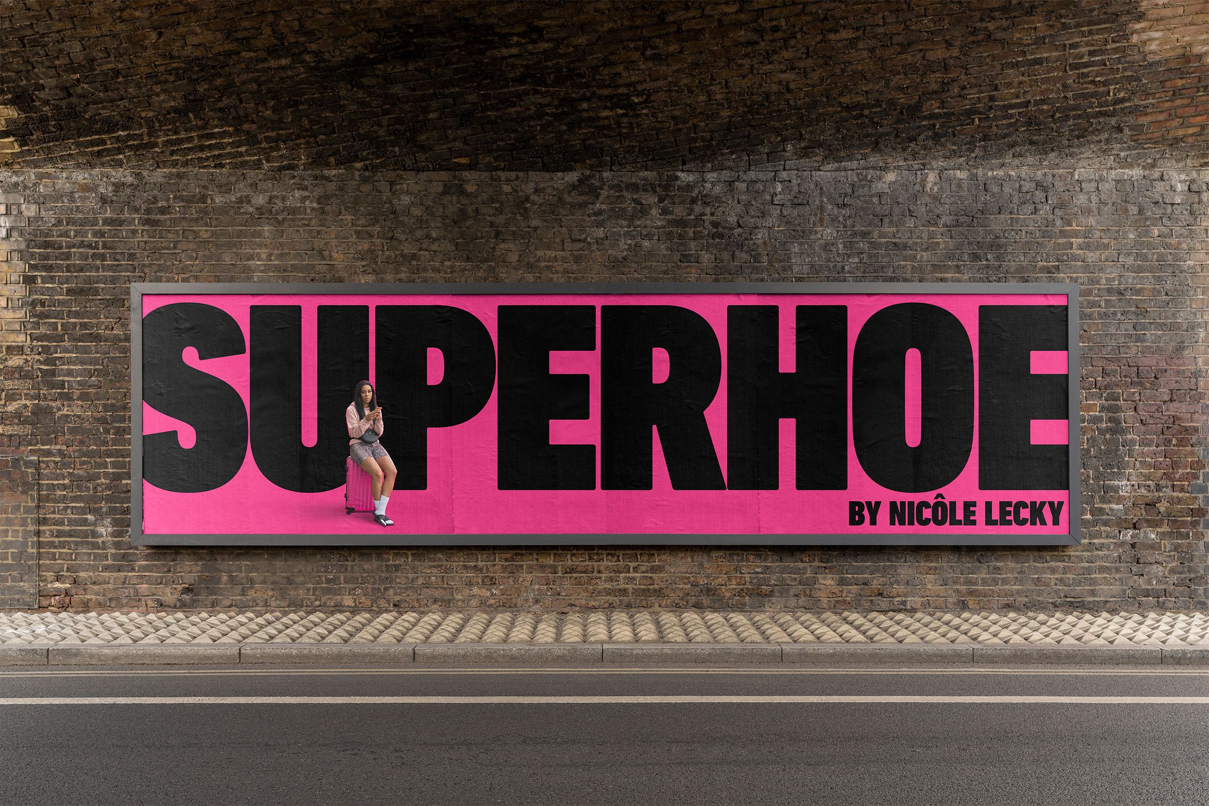 a pink billboard for the tv show superhoe by Nicôle Lecky