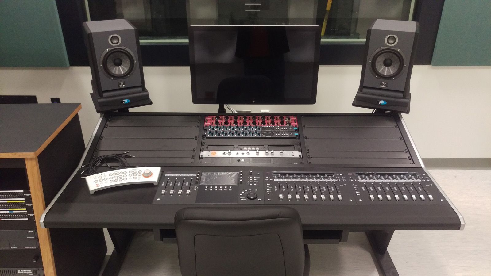 Production desk at recording studio