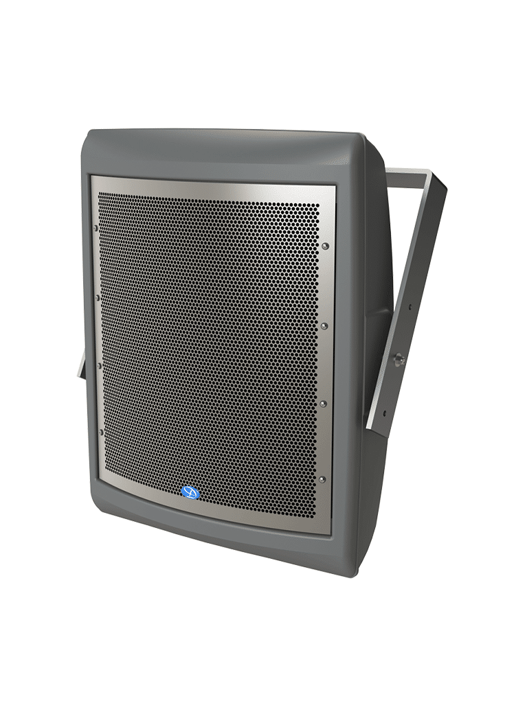 Weatherized gray speaker in plastic housing