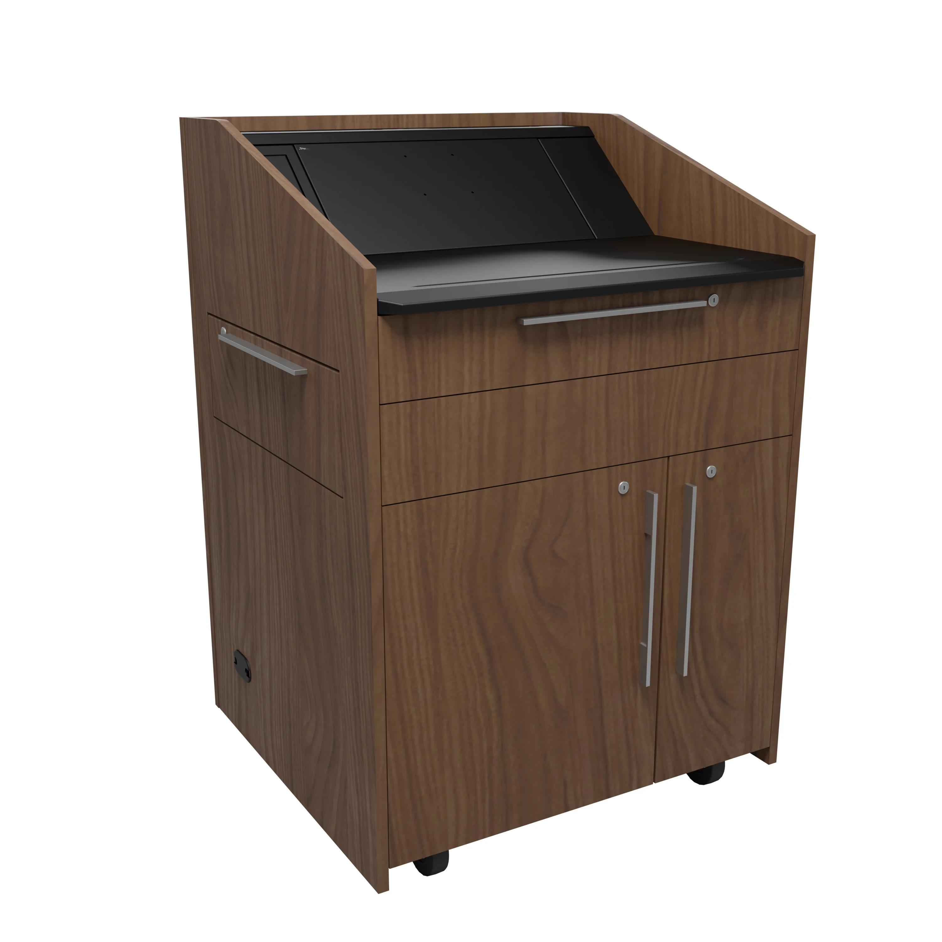 Lectern in Walnut Brown finish with locked doors