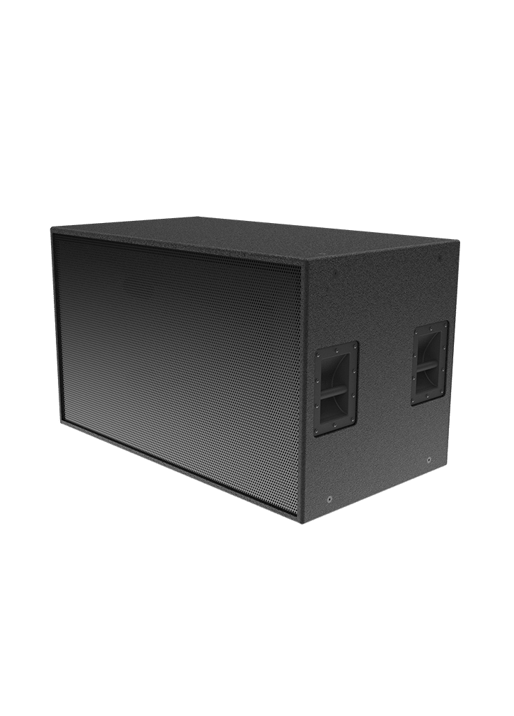 Large Black box speaker with grill on one side