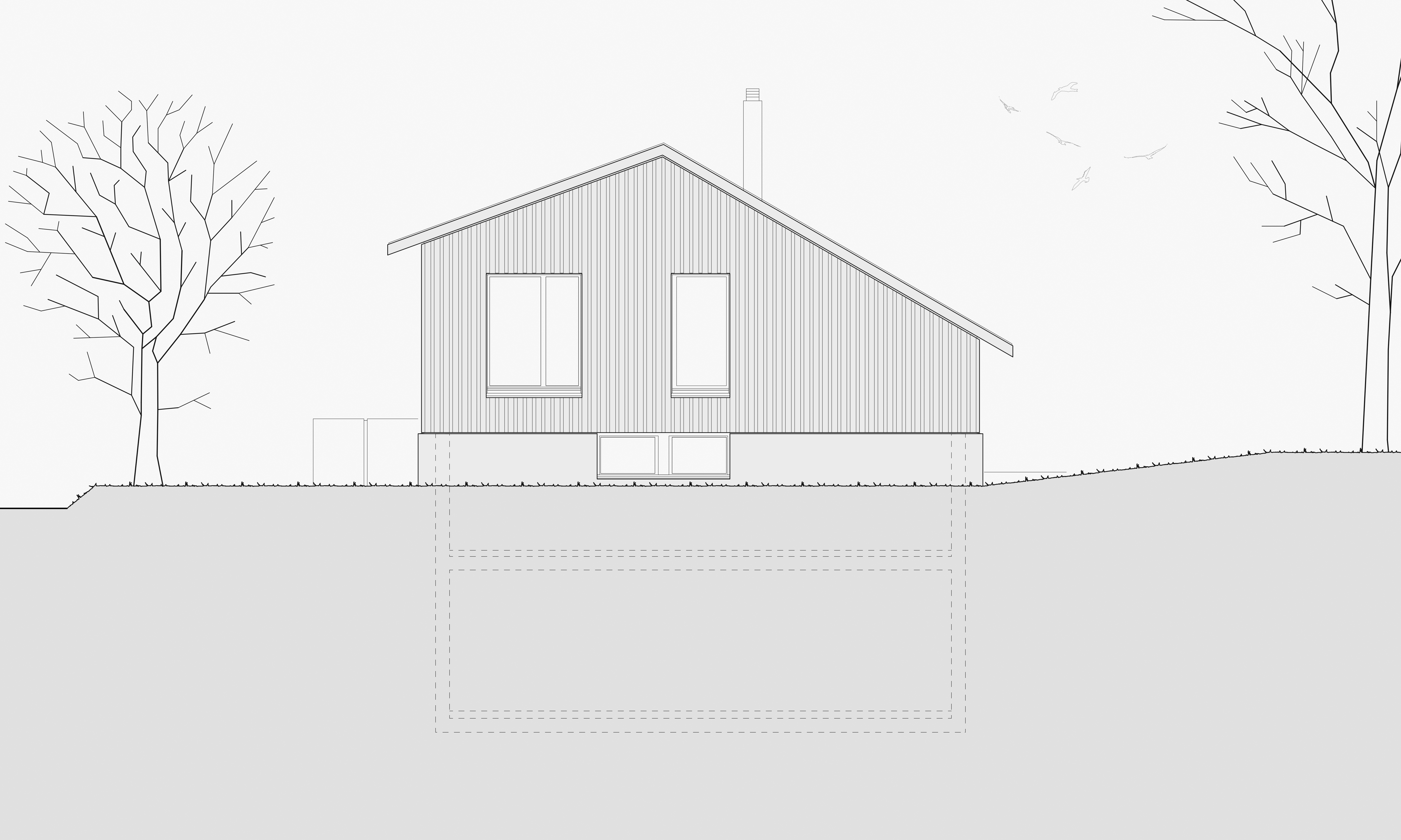 Hangseitige Fassade EFH Rüschegg