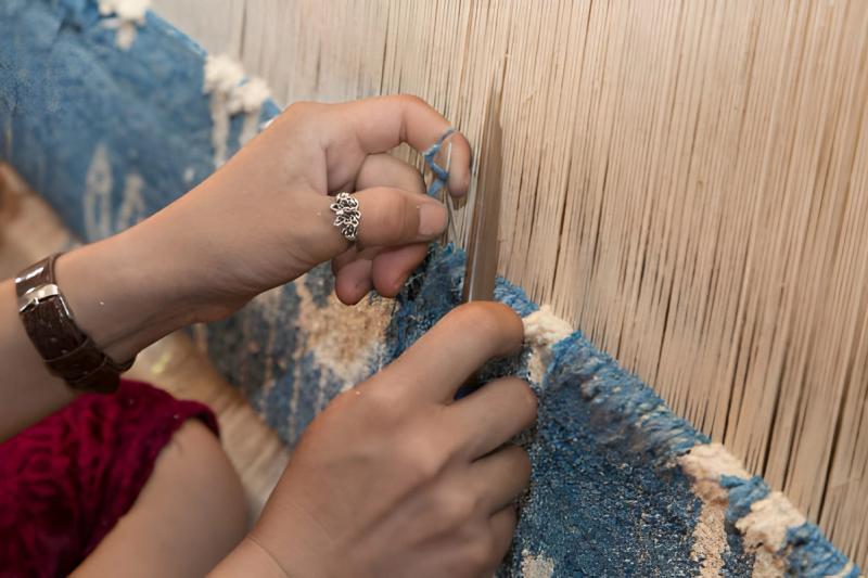 Detail of a hand knotted rug
