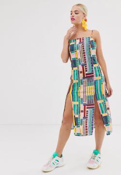 ASOS Made in Kenya split midi dress made by SOKO Kenya Ethical Clothing Factory.