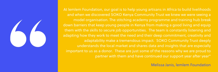 lemlem Foundation quote on working with SOKO Kenya Community Trust