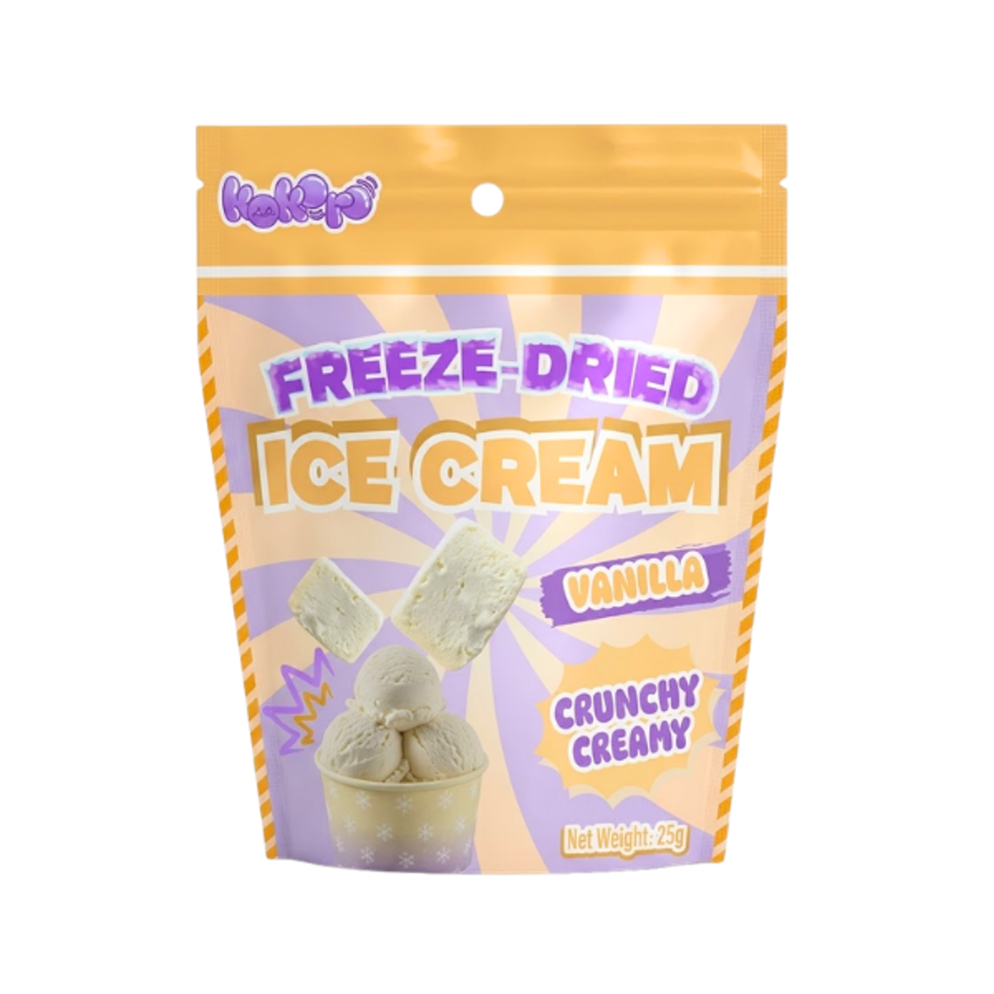 KOKORO Freeze Dried Ice Cream Vanilla 25g | Crunchy Vanilla Ice Cream Snack