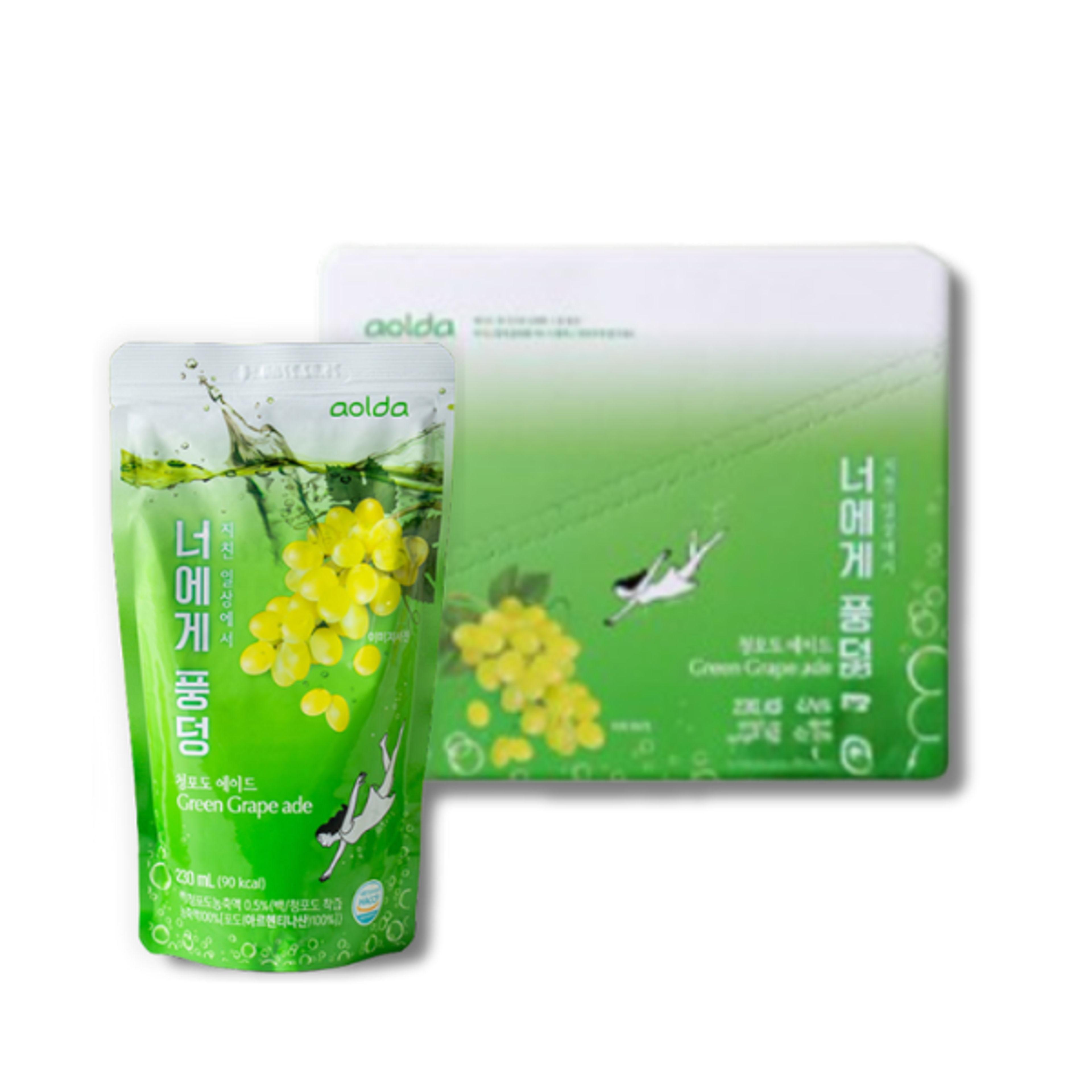 AOLDA Pouch Drink Green Grape Ade 230ml | Koreanischer Traubenpunsch im praktischen Beutel