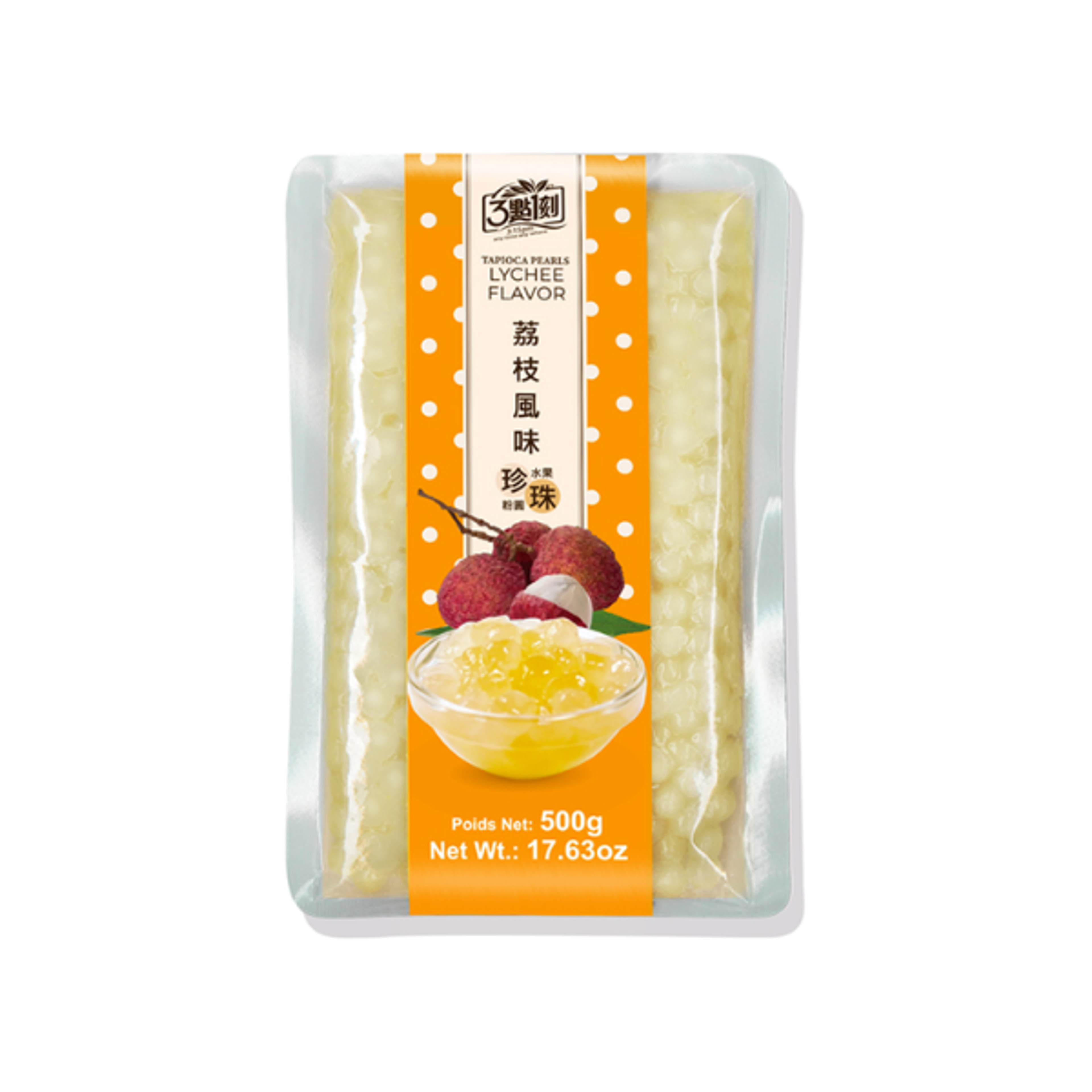 3:15PM Milk Tea Tapioca Pearls mit Litschi-Geschmack 500 g | Boba-Perlen für Bubble Tea & Desserts