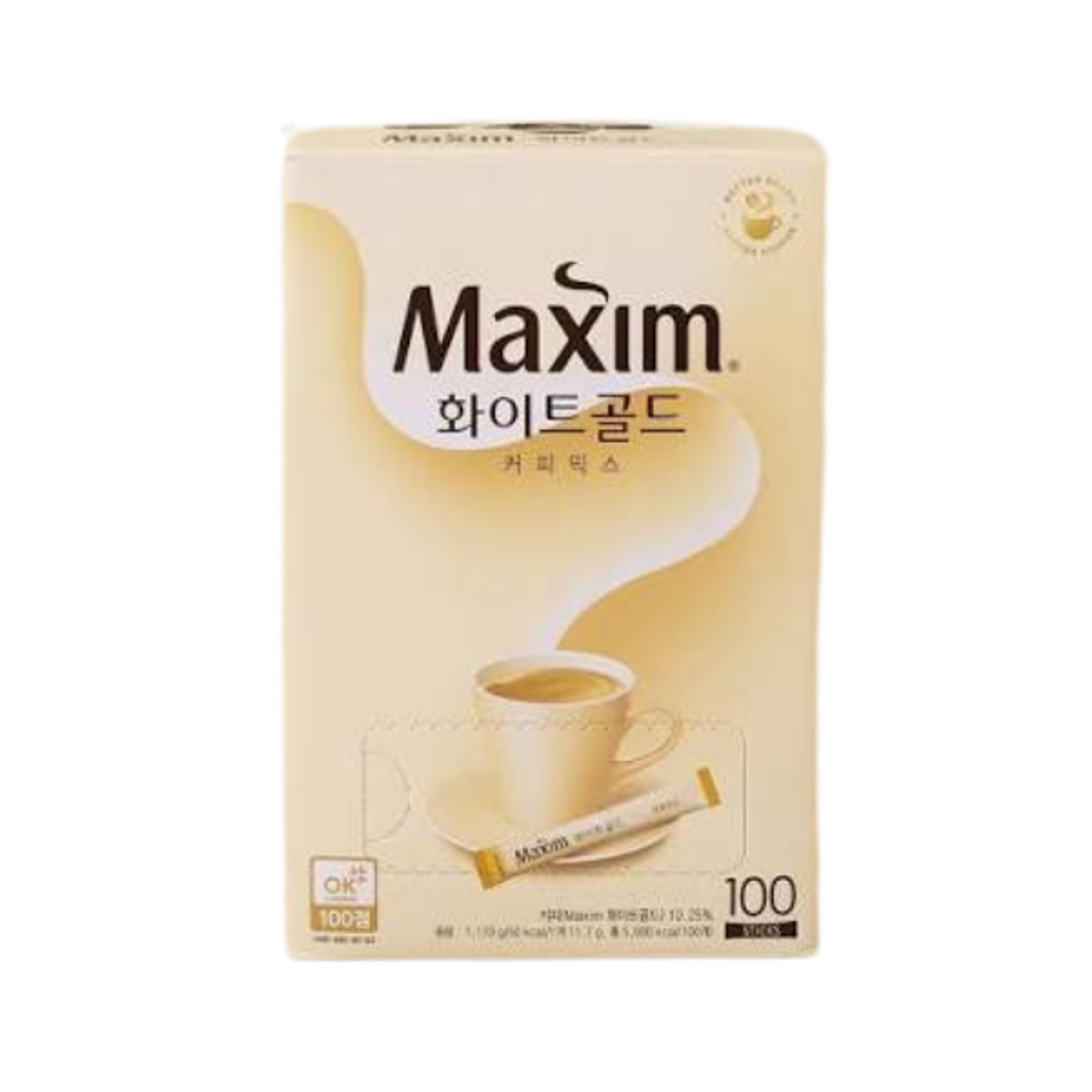 MAXIM White Gold 100 Sticks | Koreanischer Instantkaffee mit milder Röstung & feinem Aroma