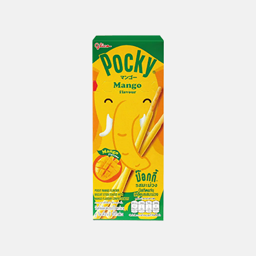 Glico Pocky Sticks Mango Geschmack 25g Packung, farbenfrohes Design