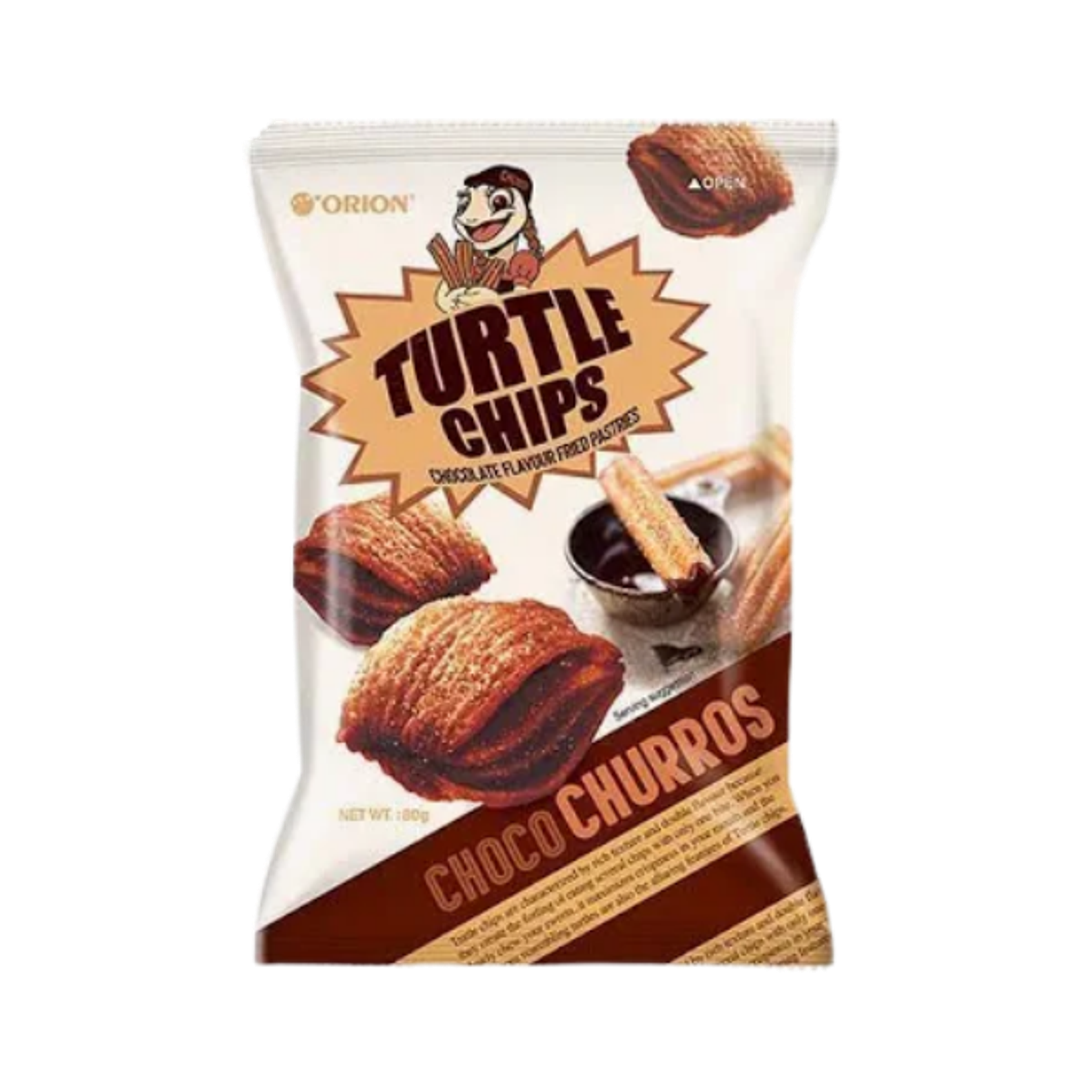 ORION Turtle Chips Choco Churros 80g – Knusprige Koreanische Snacks
