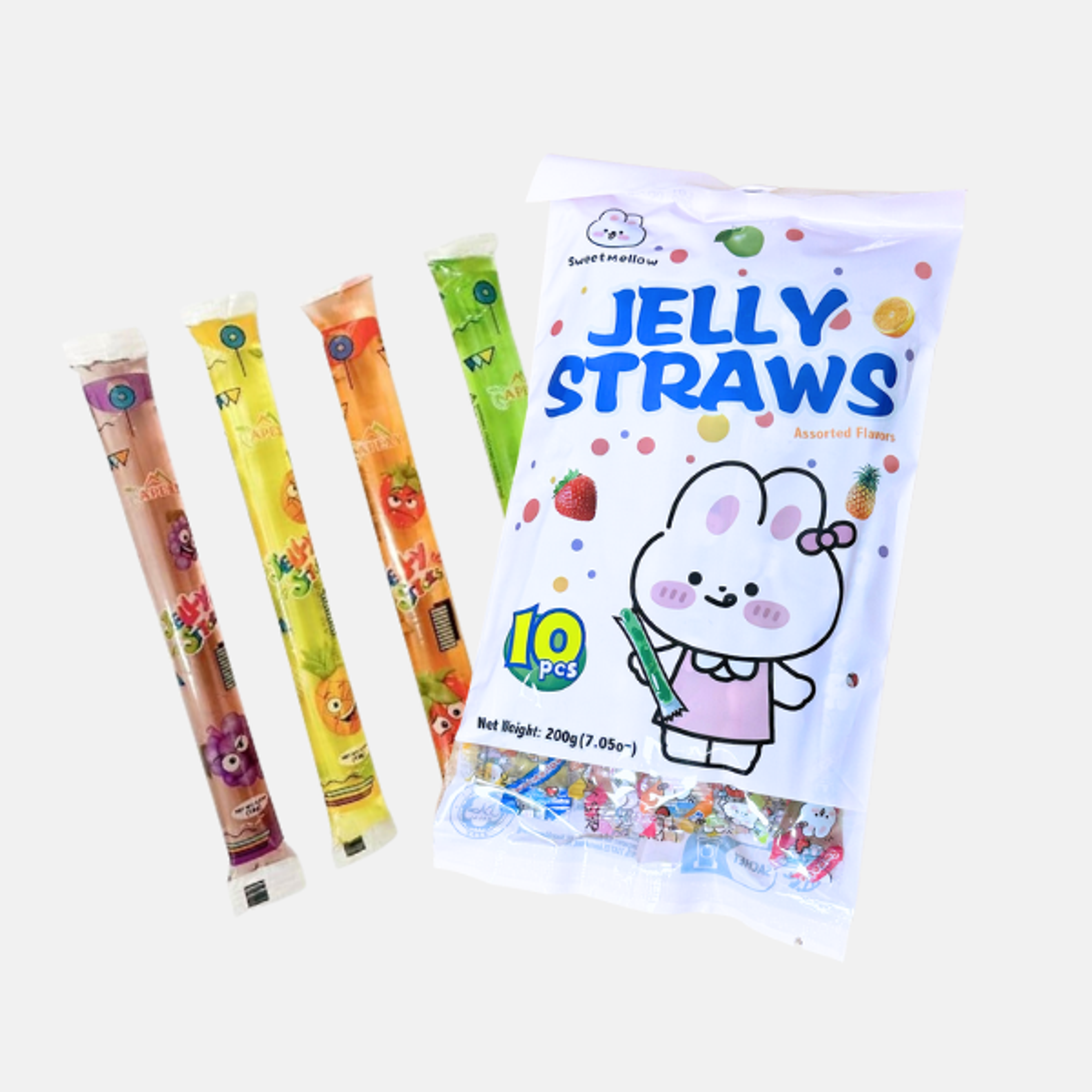  SWEETMELLOW Jelly Straws 200g - Frucht-Gelee-Strohhalme