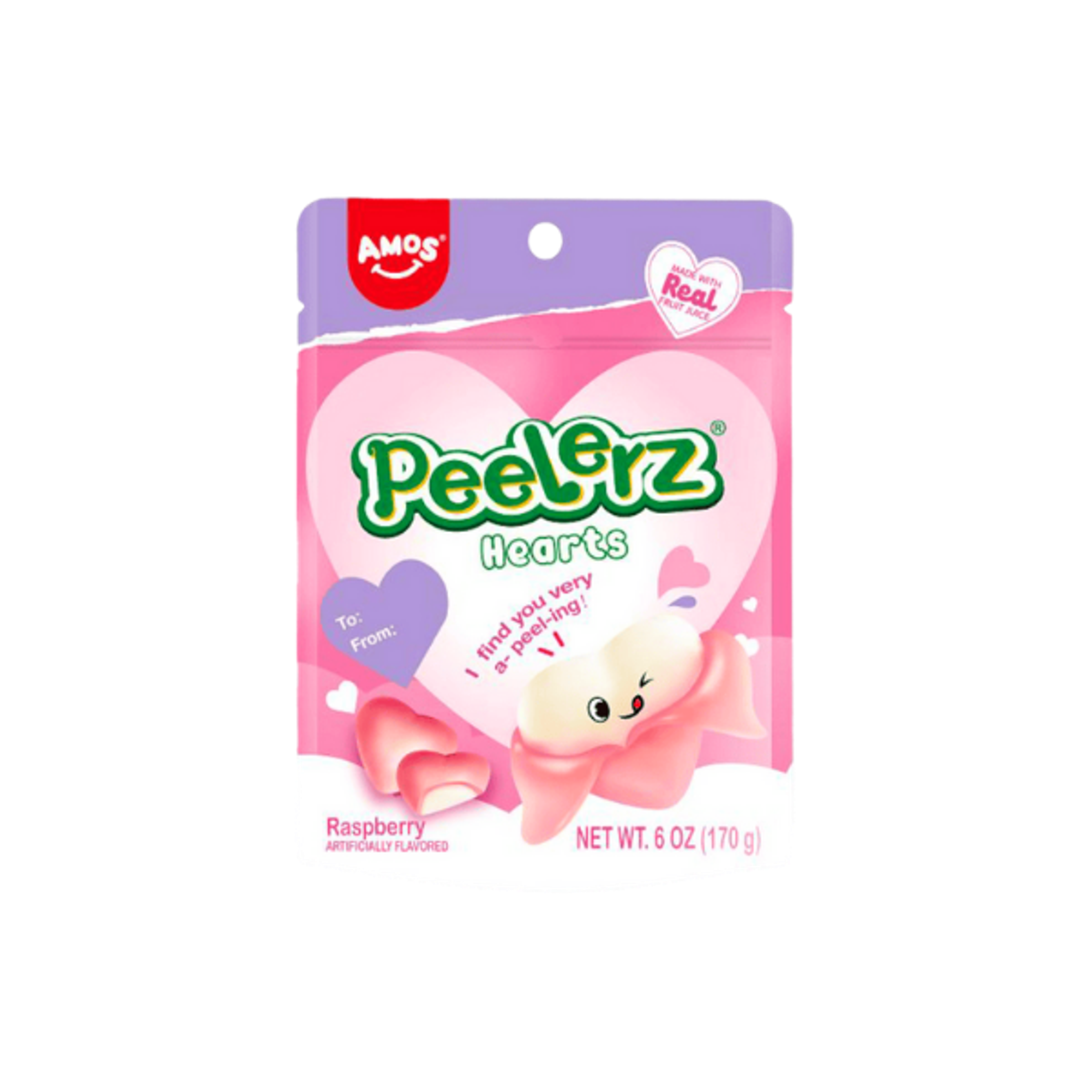 AMOS Peelerz Hearts 65g | Schälen & Essen Fruchtgummi in Herzform
