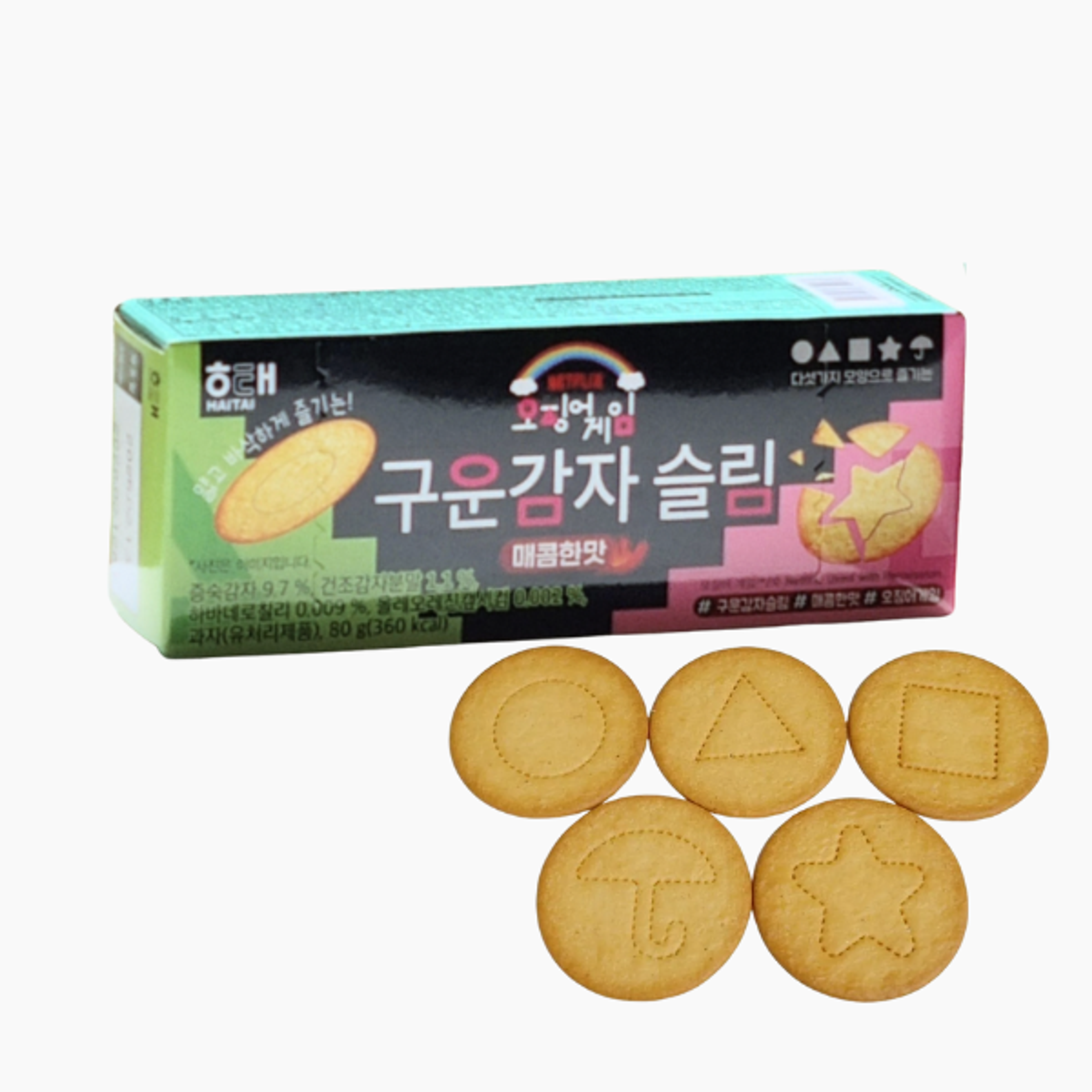 SQUID GAME x HAITAI Gebackene Kartoffelchips Scharf 80g – Dalgona-Spaß trifft auf Korean Crunch