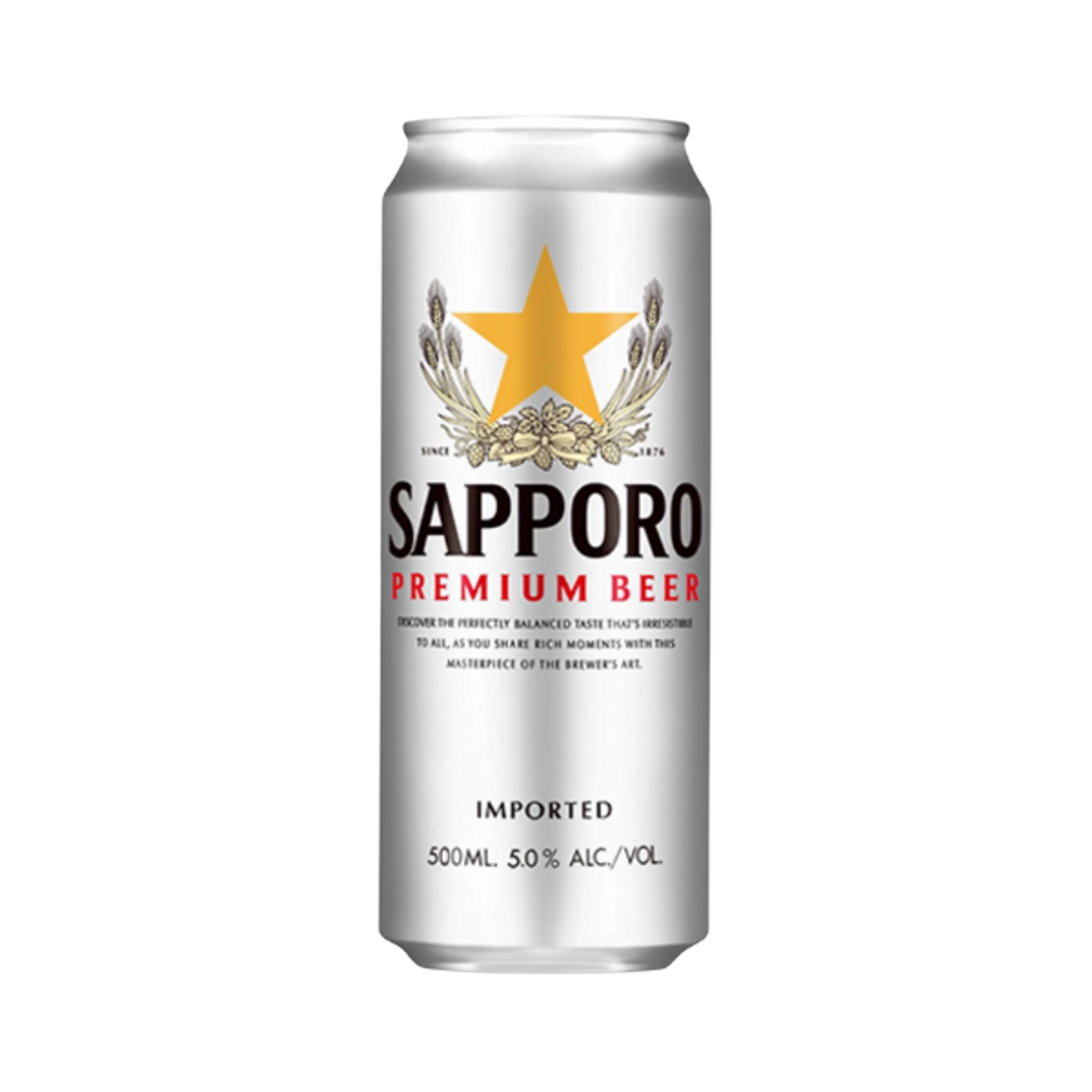 SAPPORO Premium Beer 500ml | Japanisches Lagerbier mit 5 % vol. Alkohol