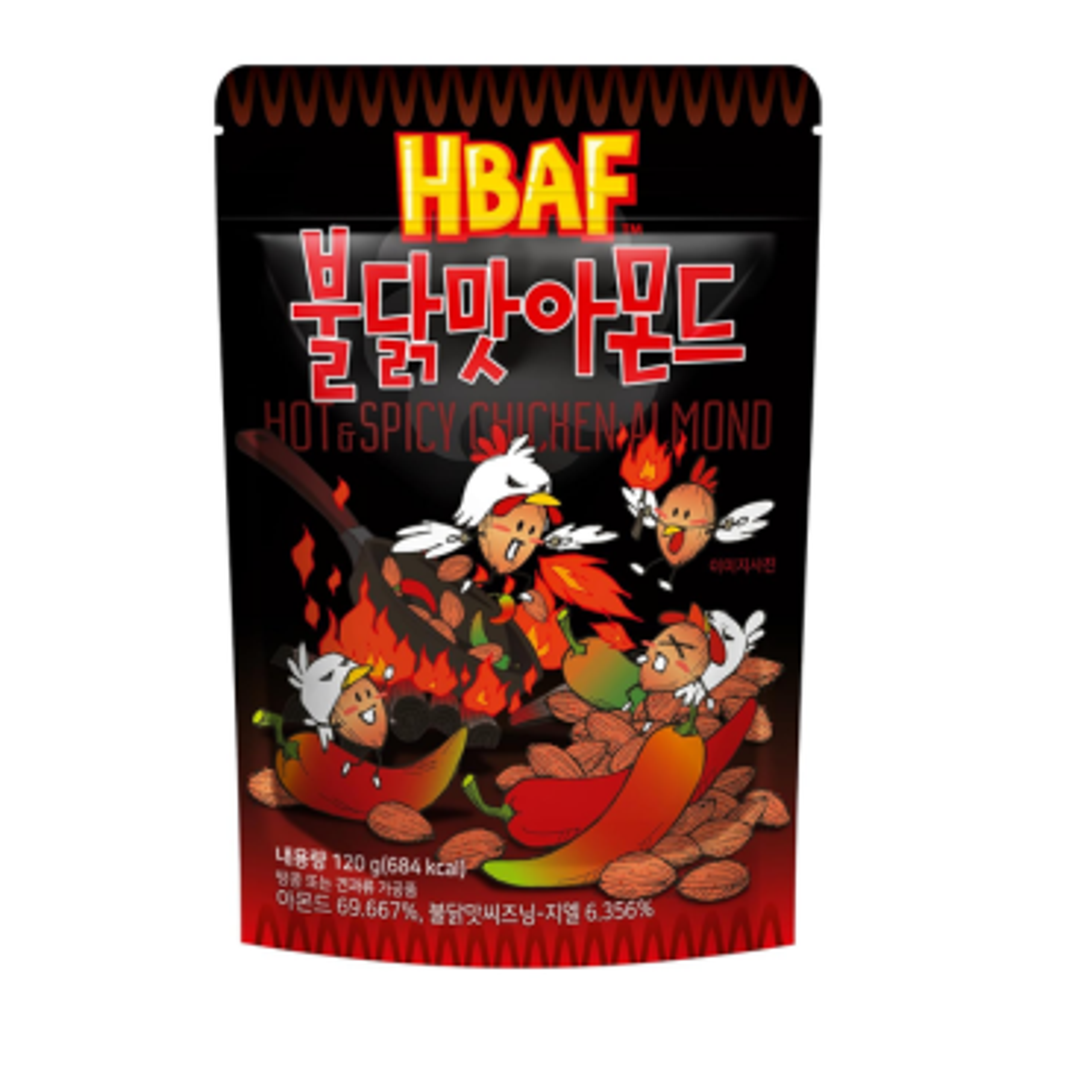 HBAF Roasted Almond Buldak - Hot & Spicy Almonds, 120g