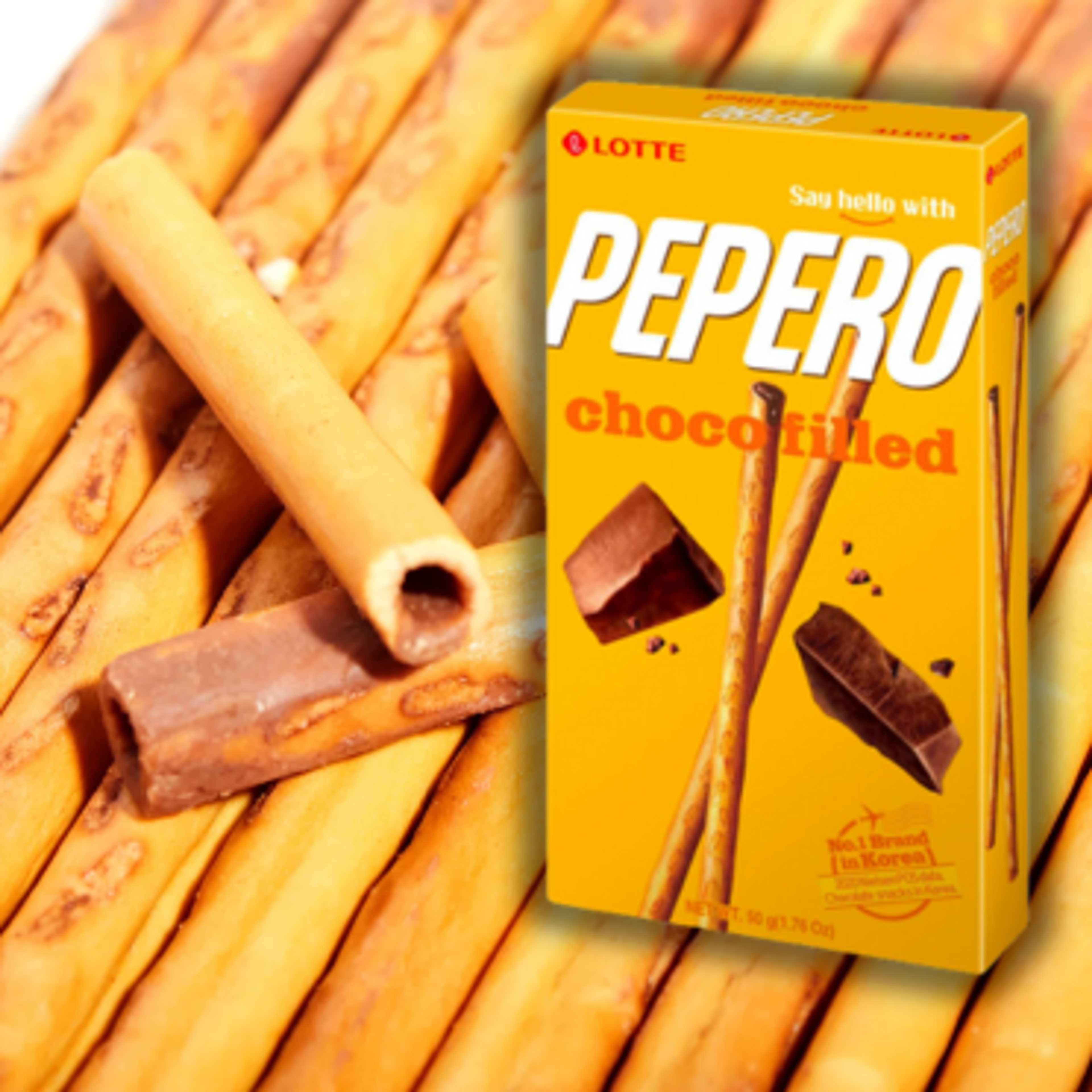 Lotte Pepero Nude Choco filled - Delicious Chocolate Filled Sticks, 45g