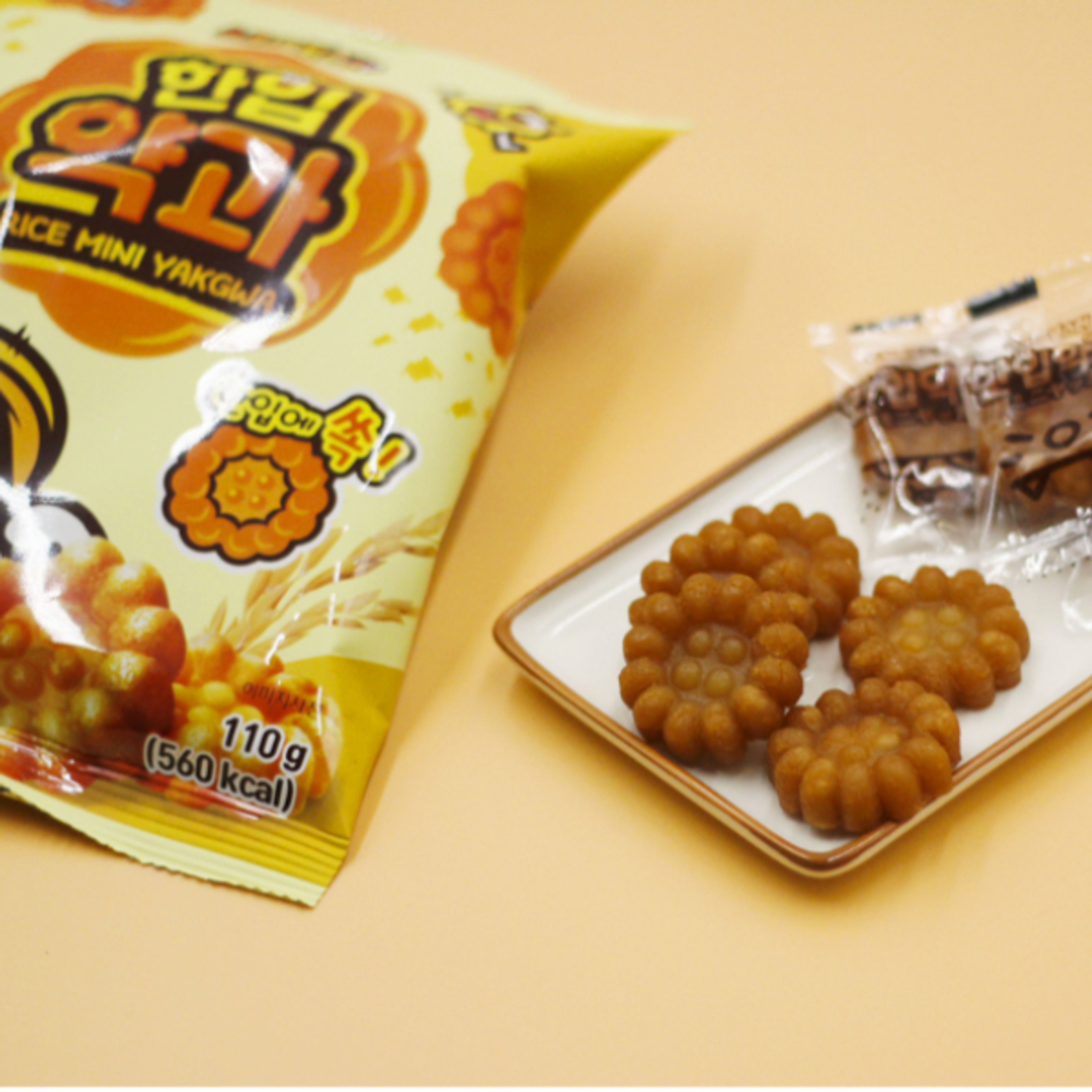 SWEETMONSTER Mini Yakgwa 110g - Sweet Mini Rice Cakes with Honey Flavor, Individually Wrapped