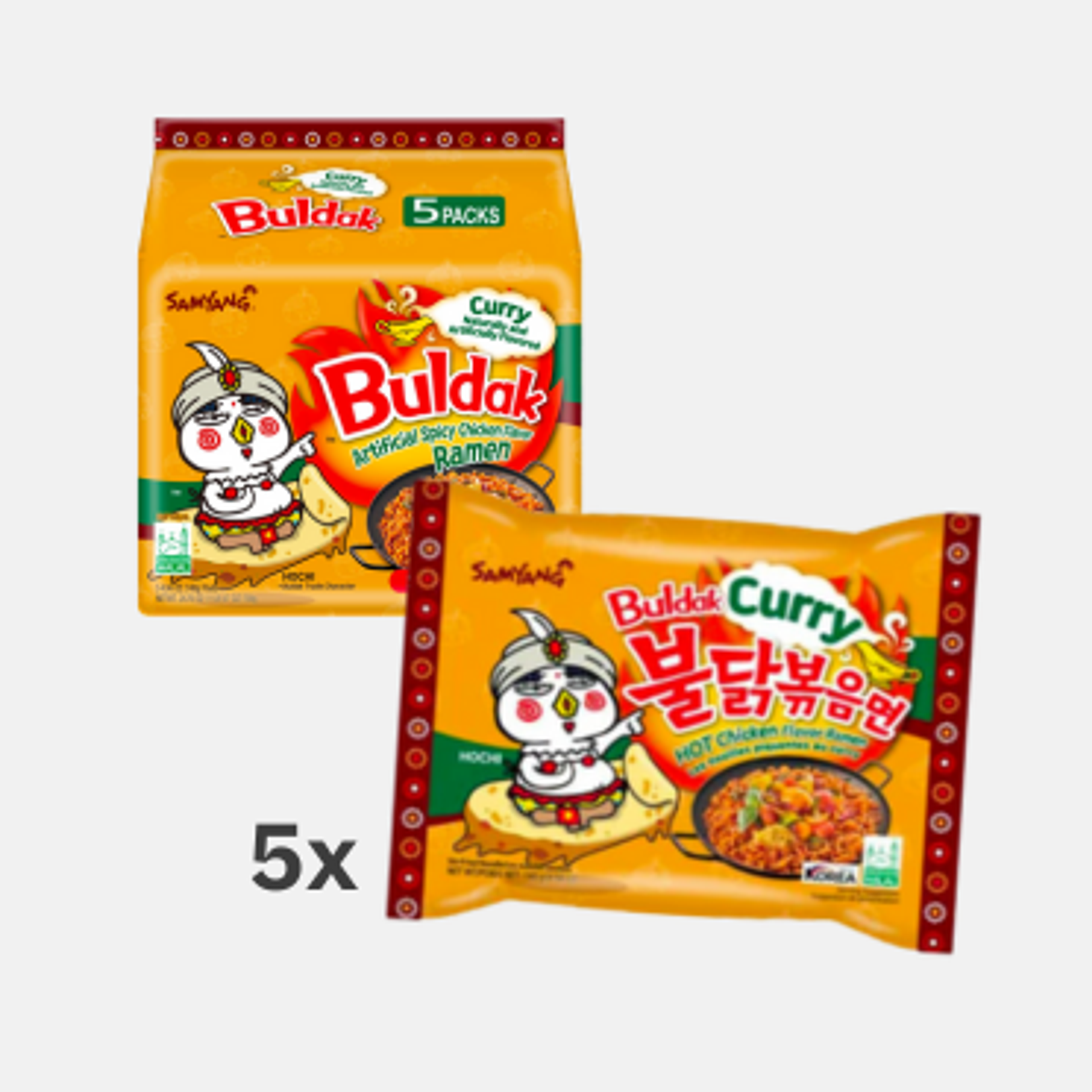 Packung des Samyang Buldak Curry Ramyeon 5er-Packs