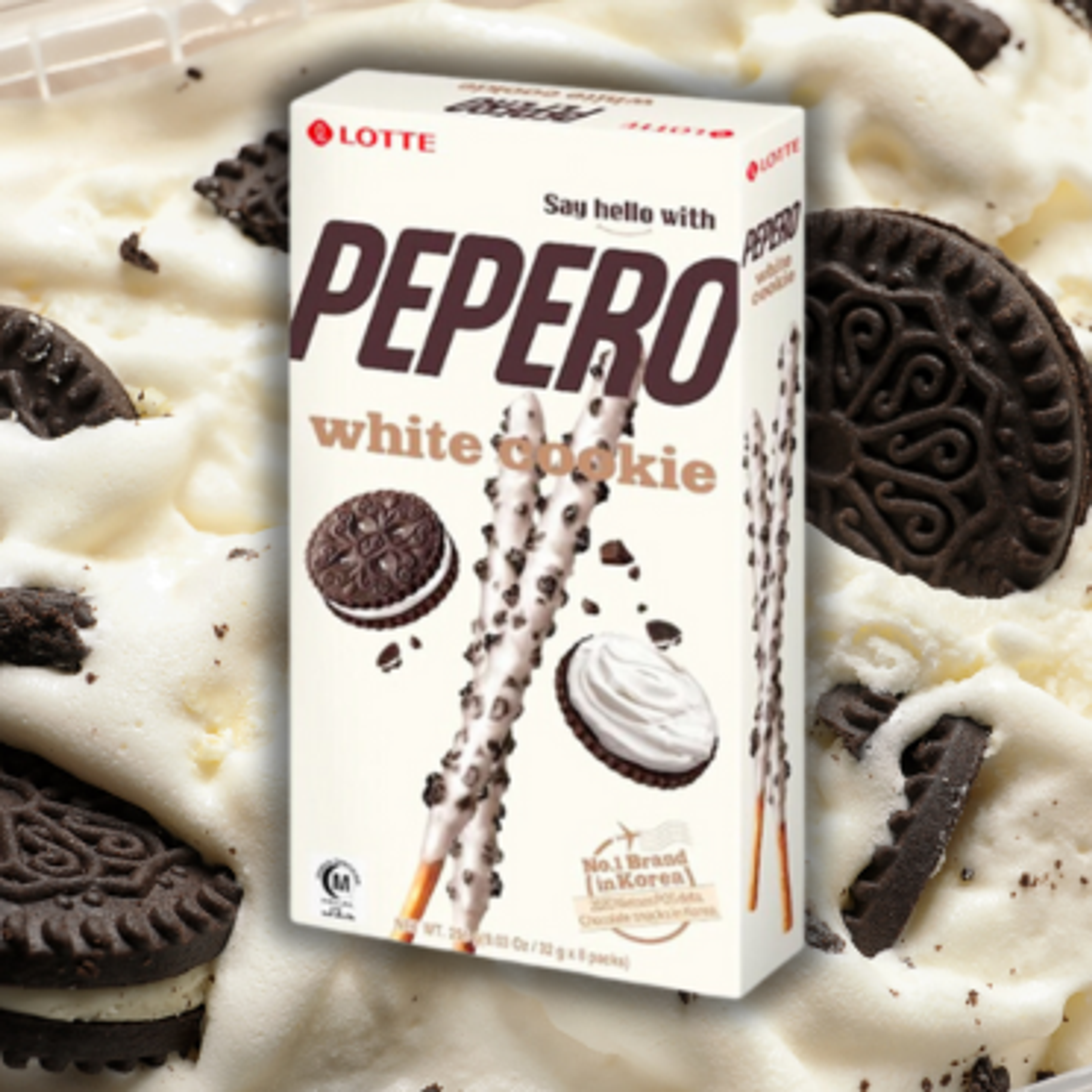 Lotte Pepero White Cookie - Delicious White Chocolate Cookie Sticks, 32g