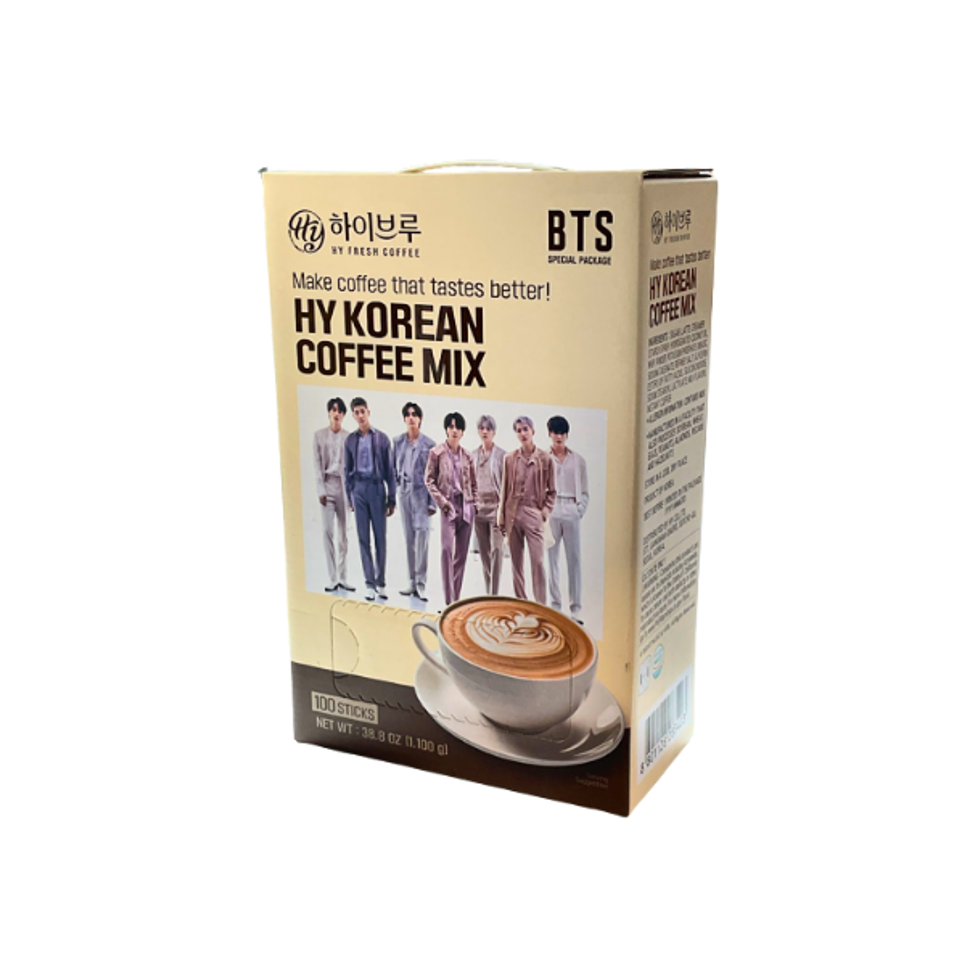 HY BTS Korean Coffee Mix 100 Sticks | Süßer koreanischer Instantkaffee mit Milch & Zucker