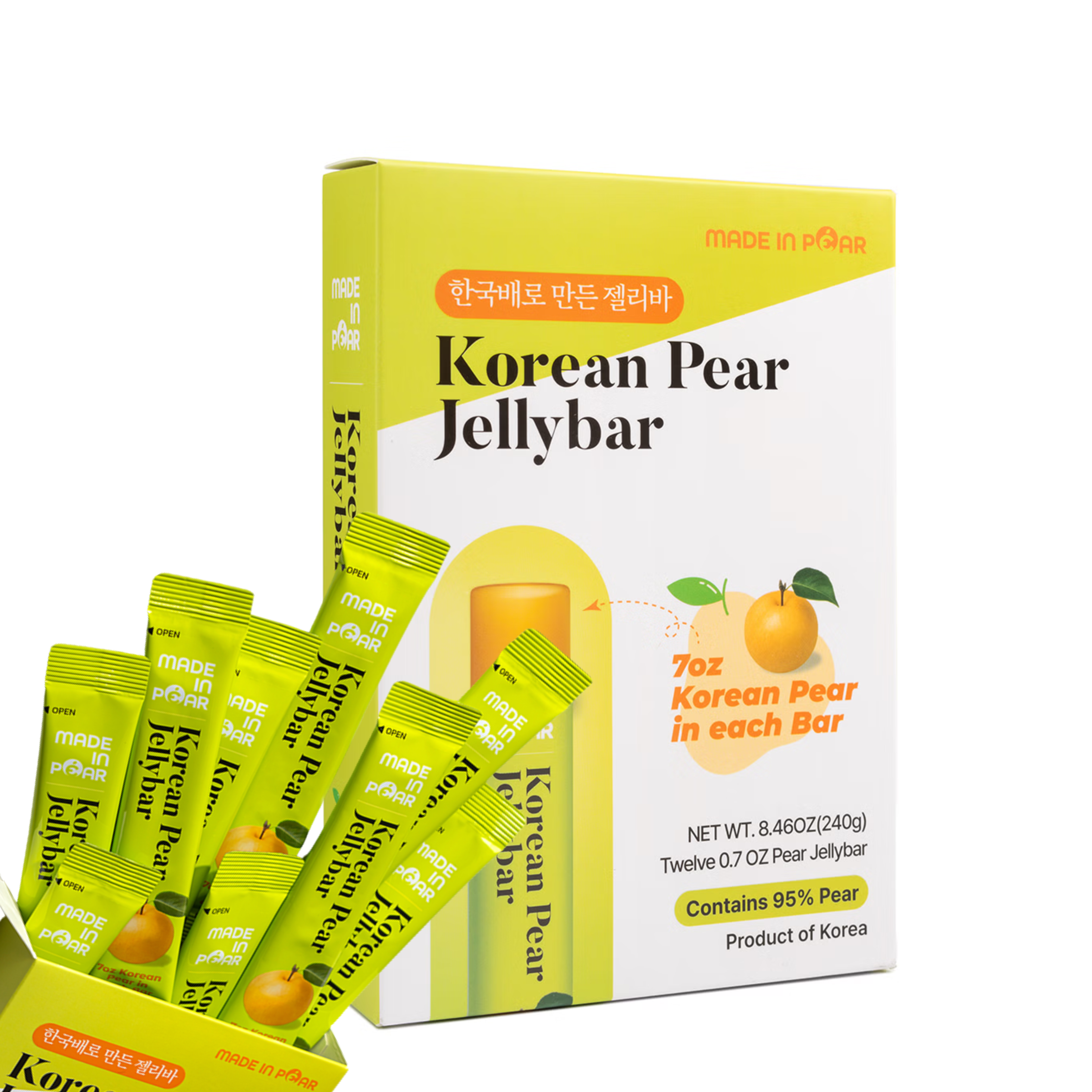 GOOD-F&B Korean Pear Jelly Bar 240 g | Fruity Jelly Snack Bars with Korean Pear