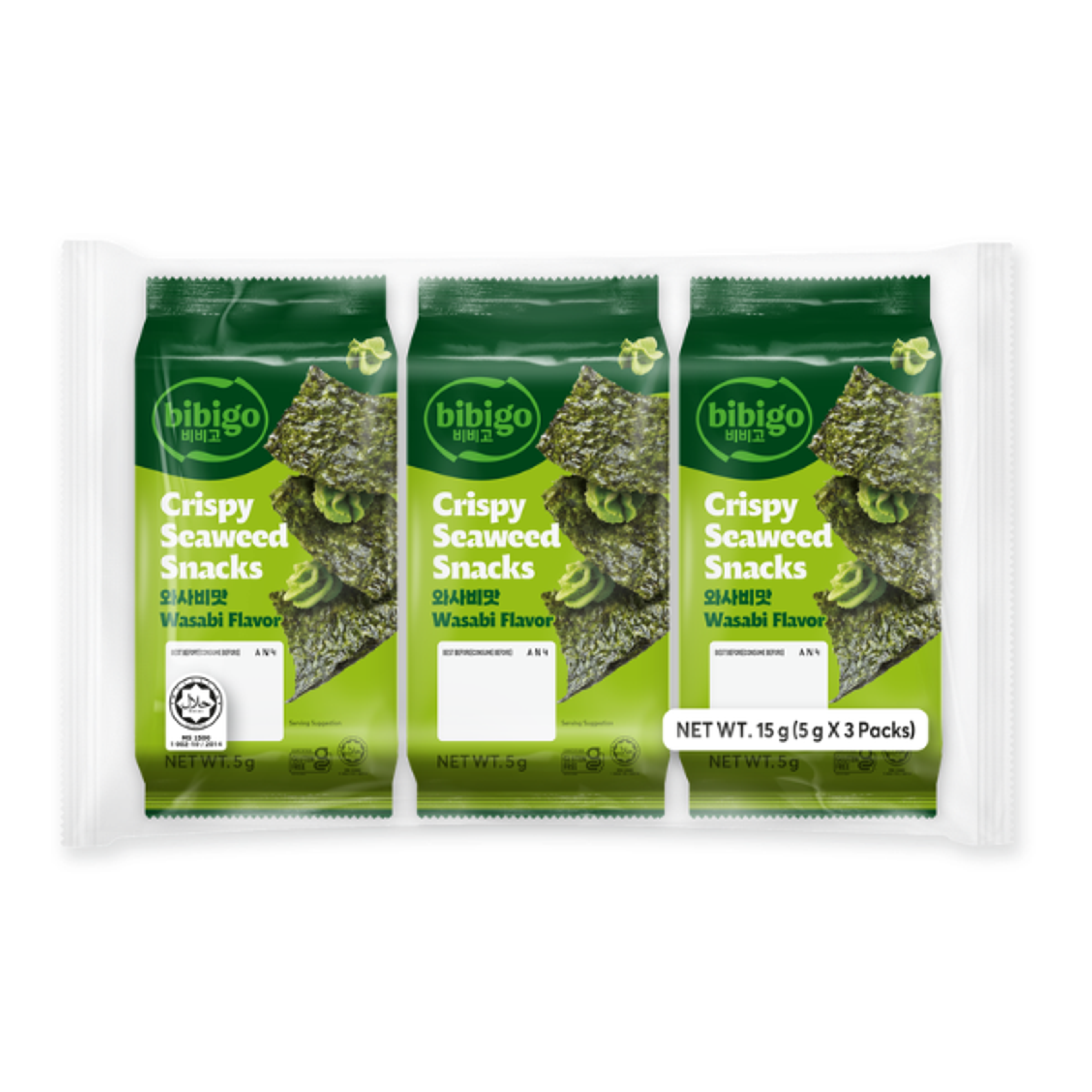 BIBIGO Seetang Snack Wasabi 3er | Knusprig & Würzig