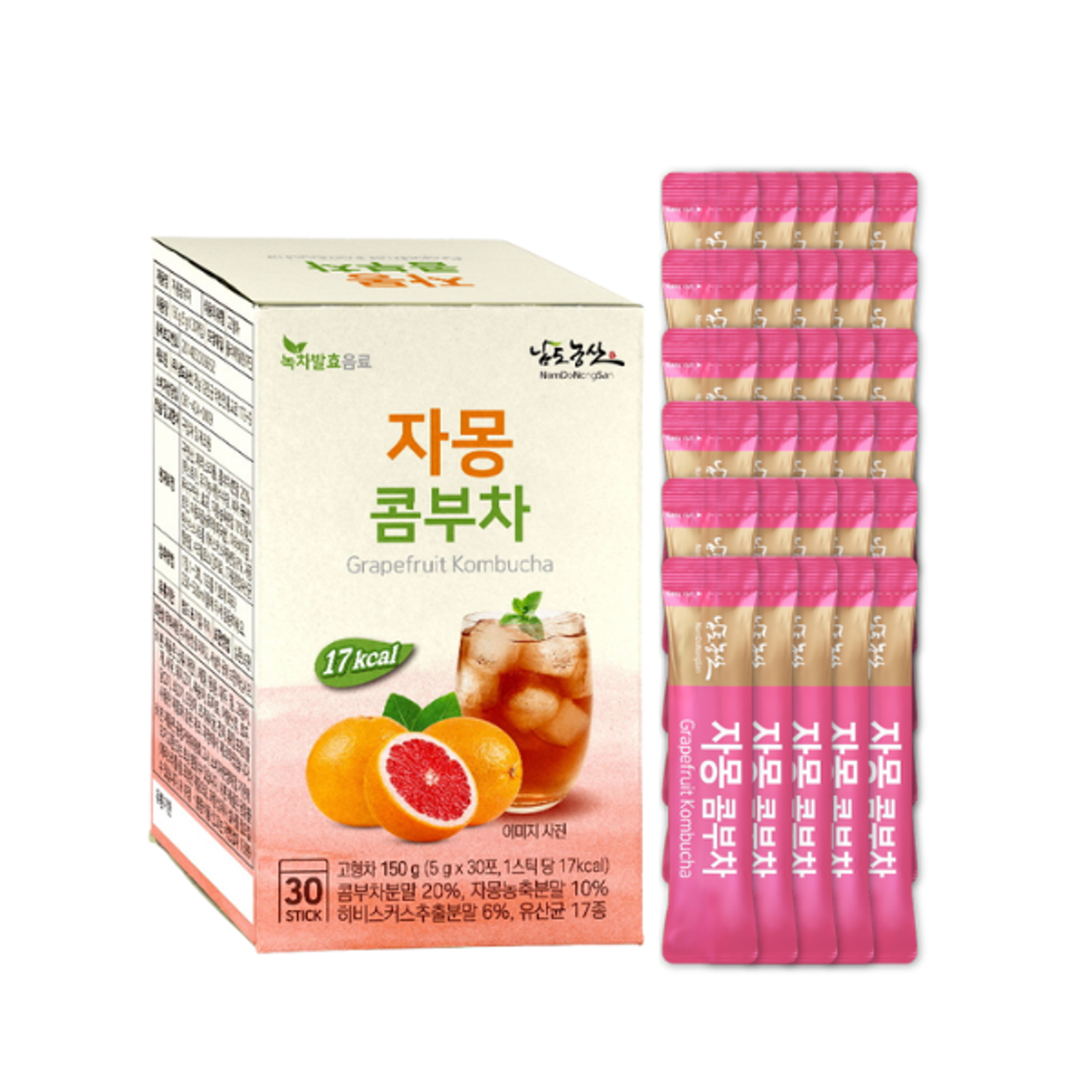 NAMDONONGSAN Grapefruit Kombucha Mix 5 g x 30 | Spritziges Kombucha-Pulver mit Grapefruitgeschmack