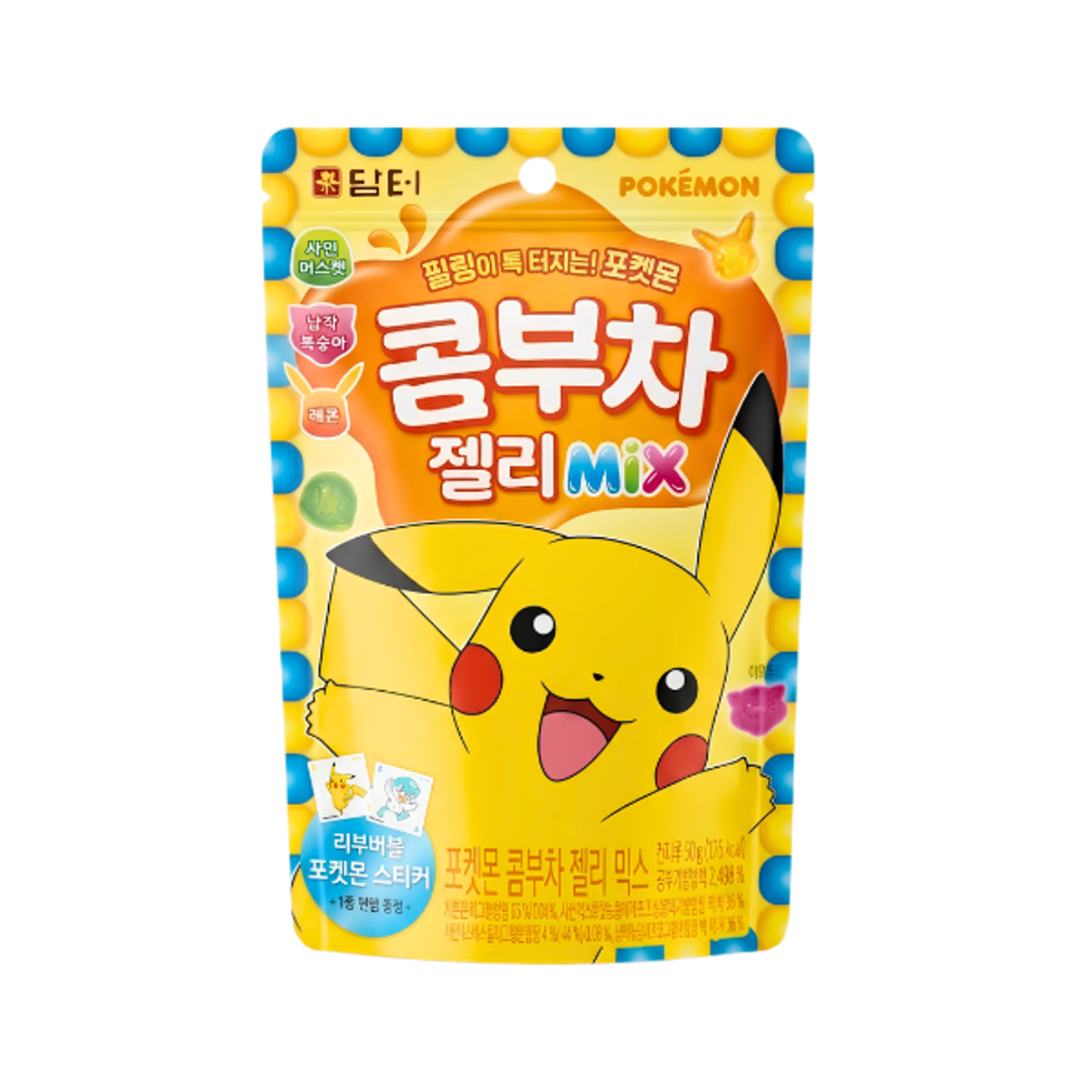 DAMTUH Pokémon Kombucha Jelly Mix 50g | Koreanische Jelly Candies mit Sticker