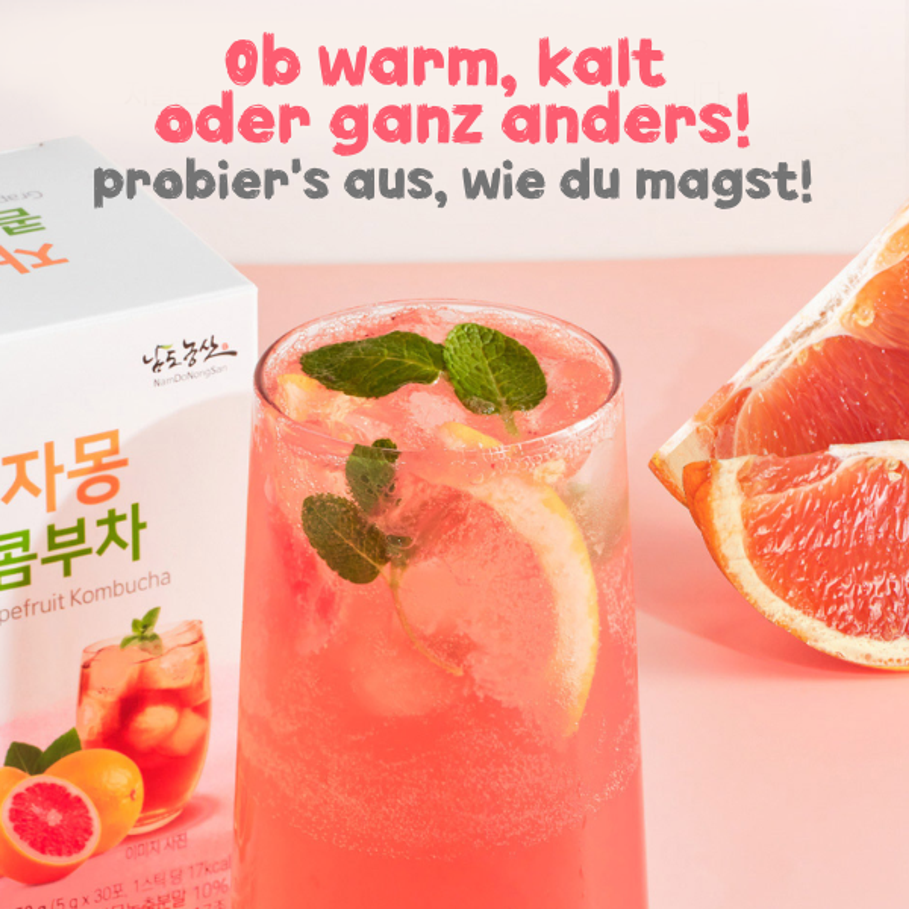 NAMDONONGSAN Grapefruit Kombucha Mix 5 g x 30 | Refreshing Grapefruit Kombucha Powder Drink