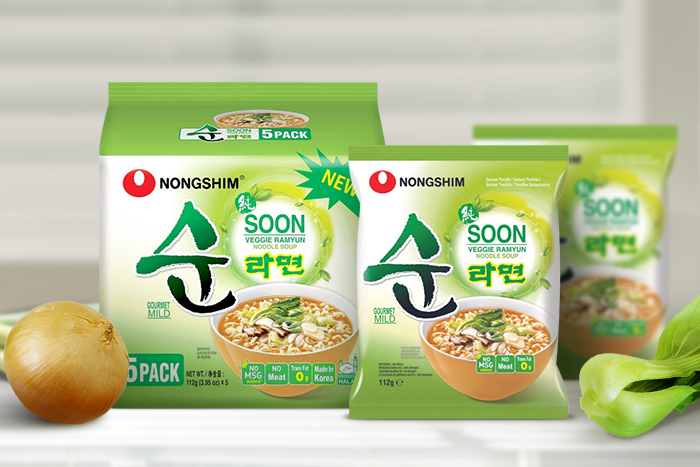 Nong Shim Vegetarian Soon Noodles Ramen Pack of 5 - Ideal for vegetarians