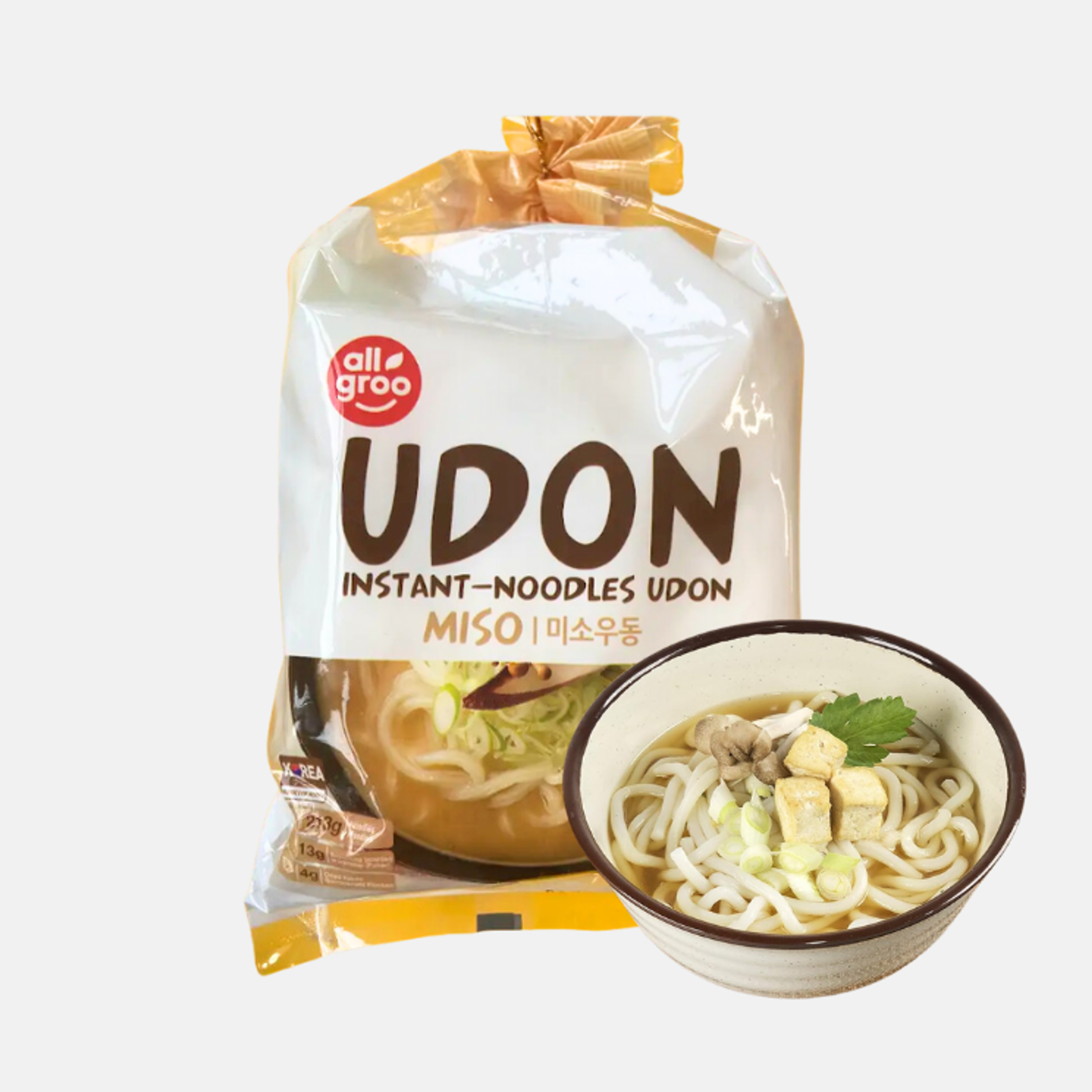 Allgroo Udon Instant-Nudeln Miso - Delicious Miso Udon Noodles, 3 Pack