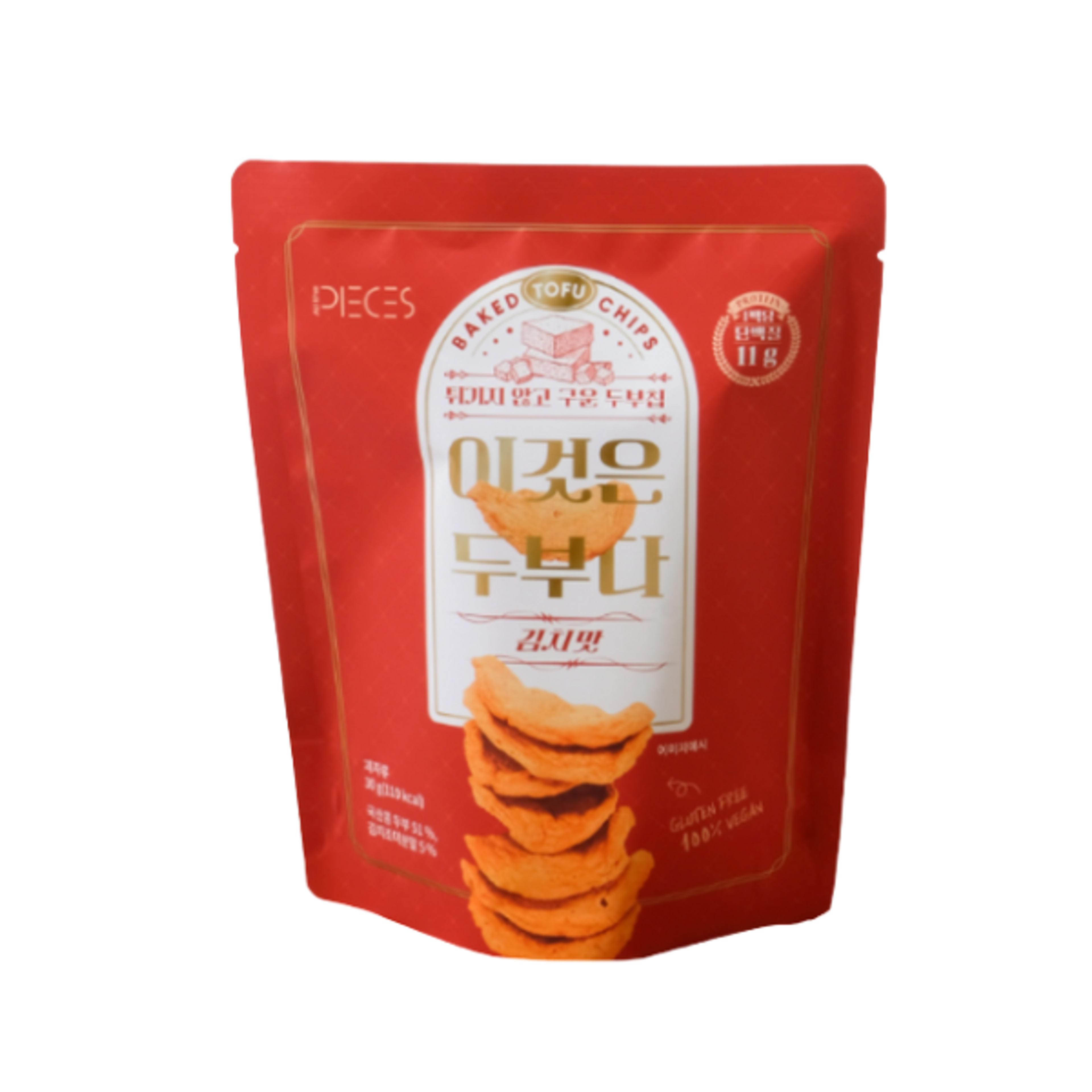 PIECES Tofu Chips Kimchi 30g – Knuspriger koreanischer Snack