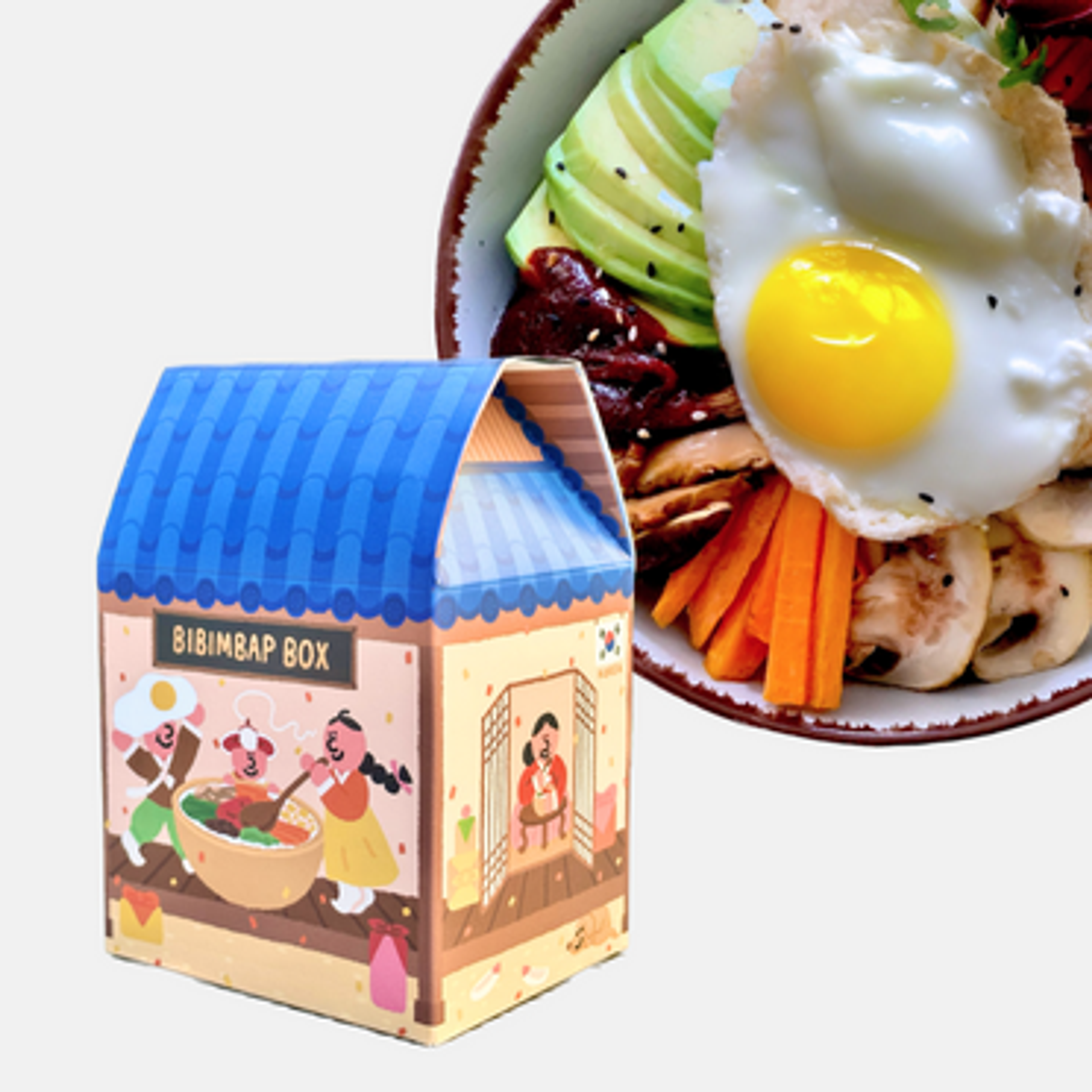 EasyCookAsia Little House Bibimbap Box | Authentisches koreanisches Reisgericht für 2 in Hanok-Box