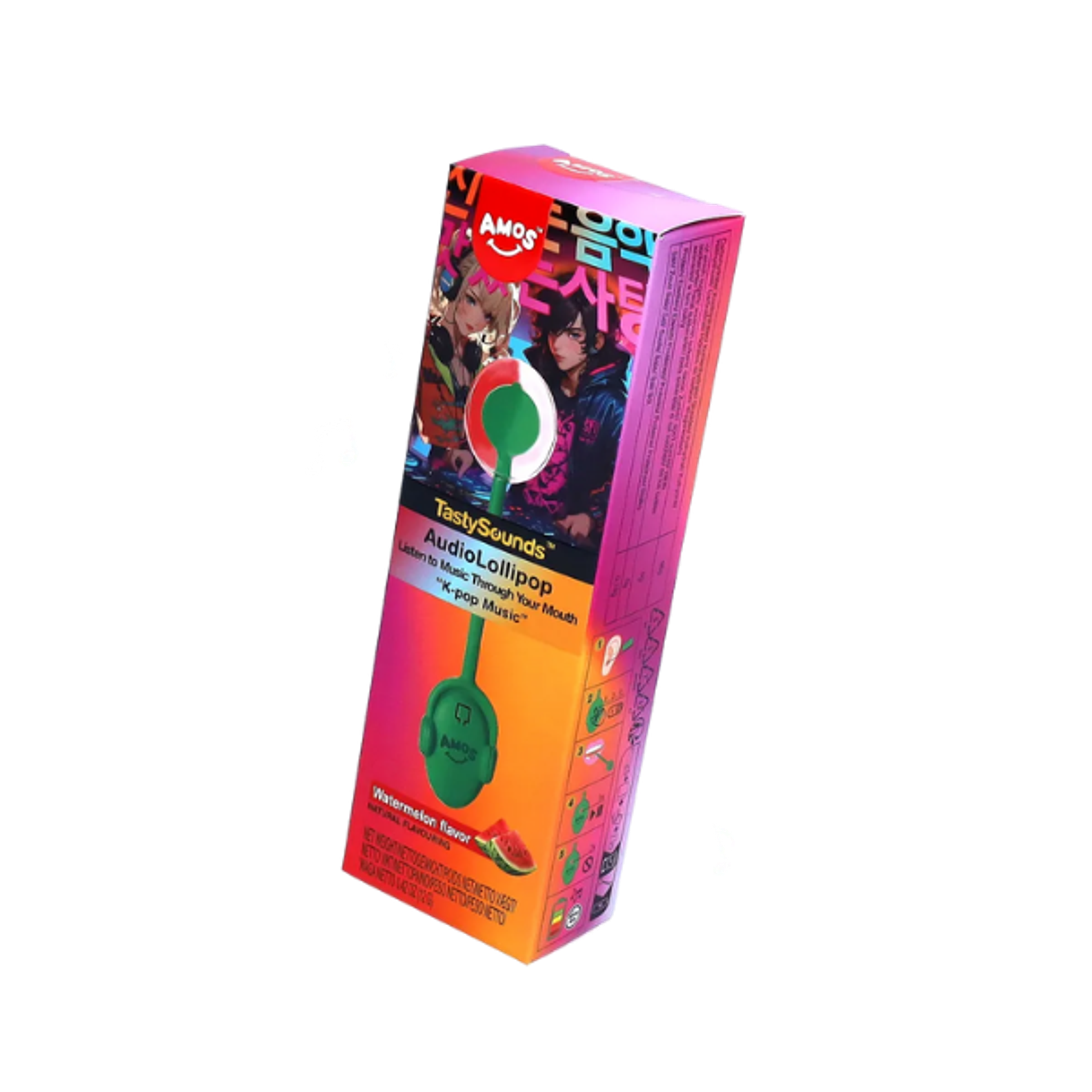 AMOS TastySounds Audio Lollipop 12 g | Watermelon K-Pop Sound Candy