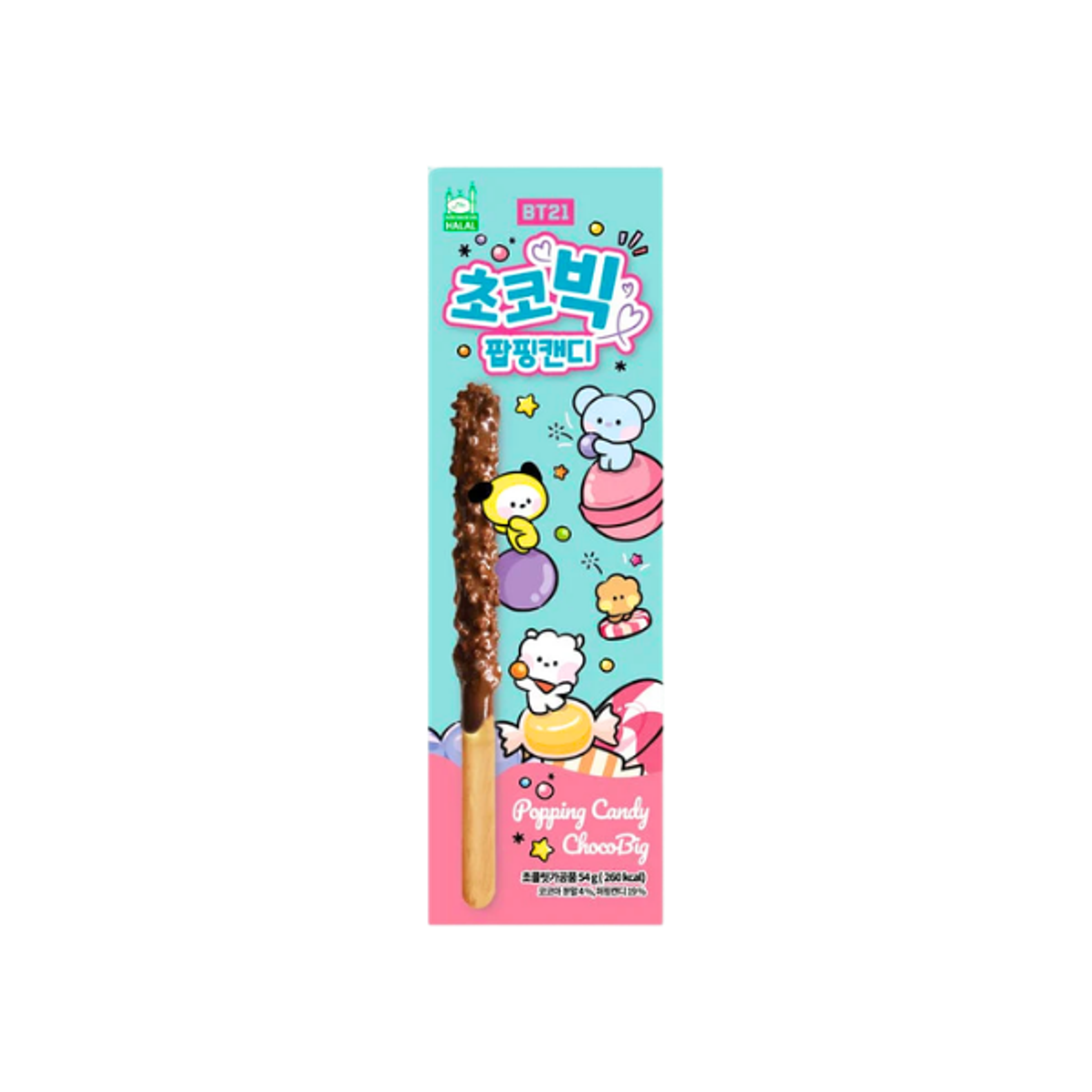 BT21 Choco Big Popping Candy 54g | Schokoladenstick mit Knister-Candy