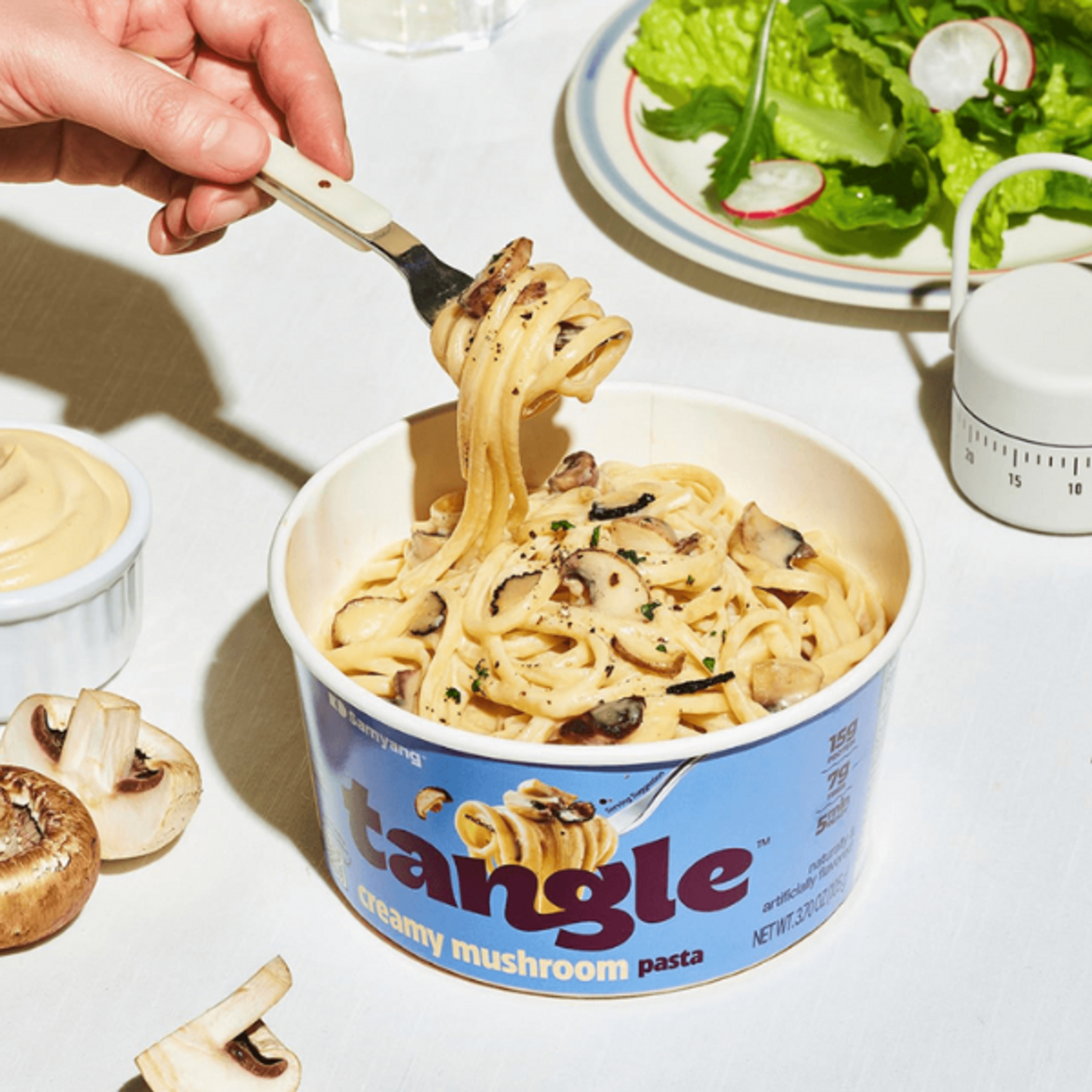 SAMYANG Tangle Creamy Mushroom Pasta Big Bowl Cup Ramen 105 g | Instant Pasta with Creamy Mushroom Flavor