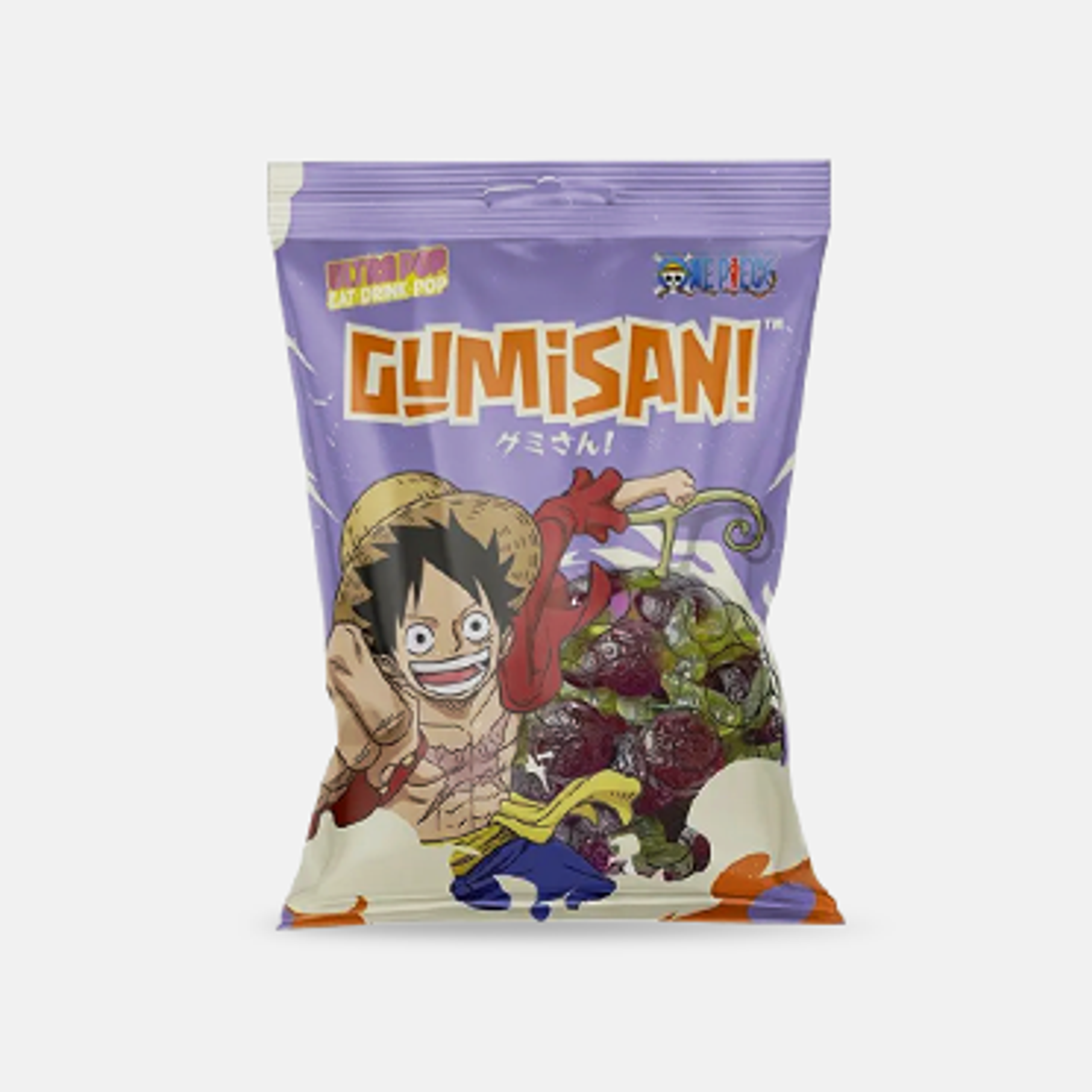 Mehrere-Gumisan-One-Piece-Devil-Fruit-Candies-auf-einem-Teller-angeordnet, perfekt-für-Anime-Fan-Treffen