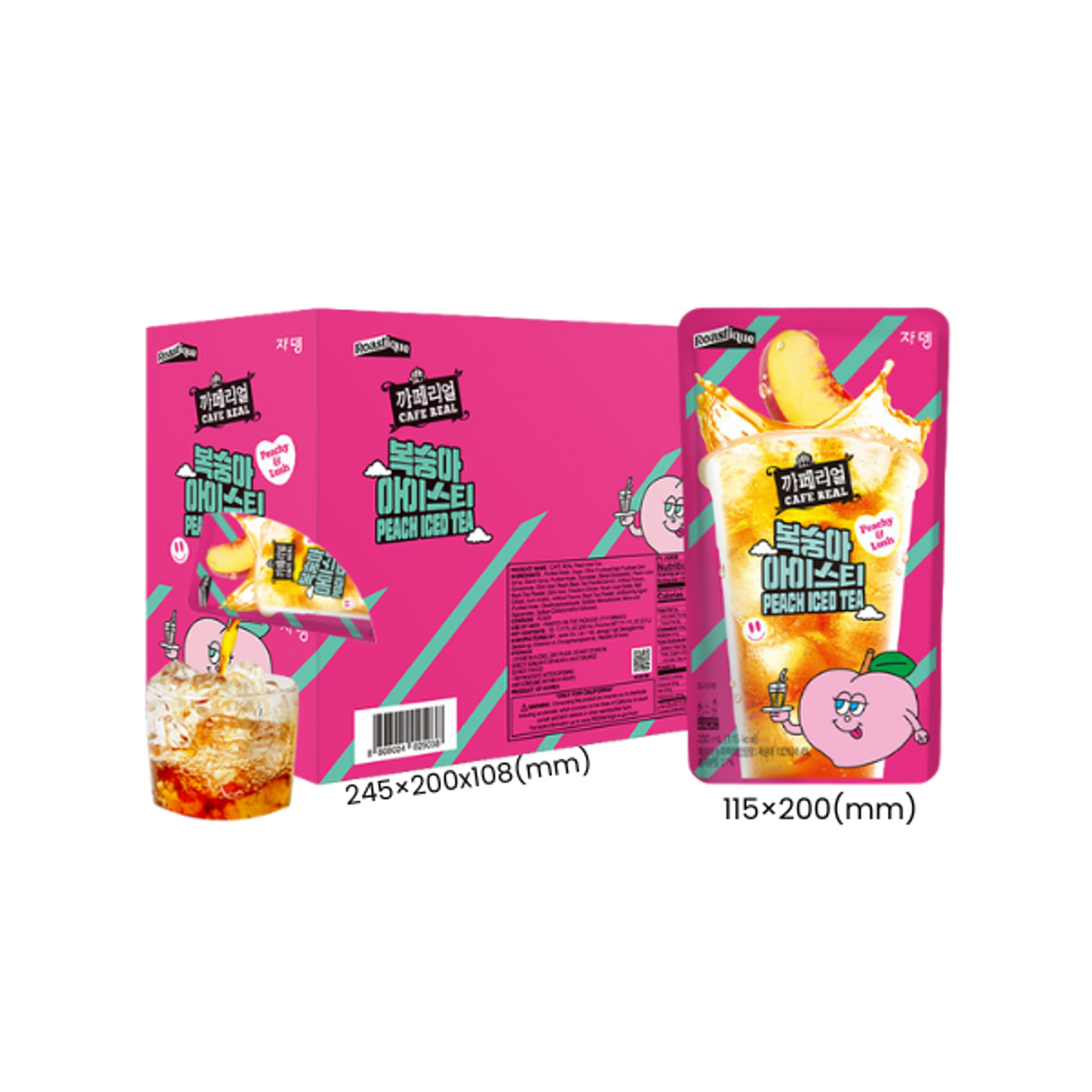 CAFEREAL Pfirsich Eistee 230ml | Koreanischer Pouch-Drink