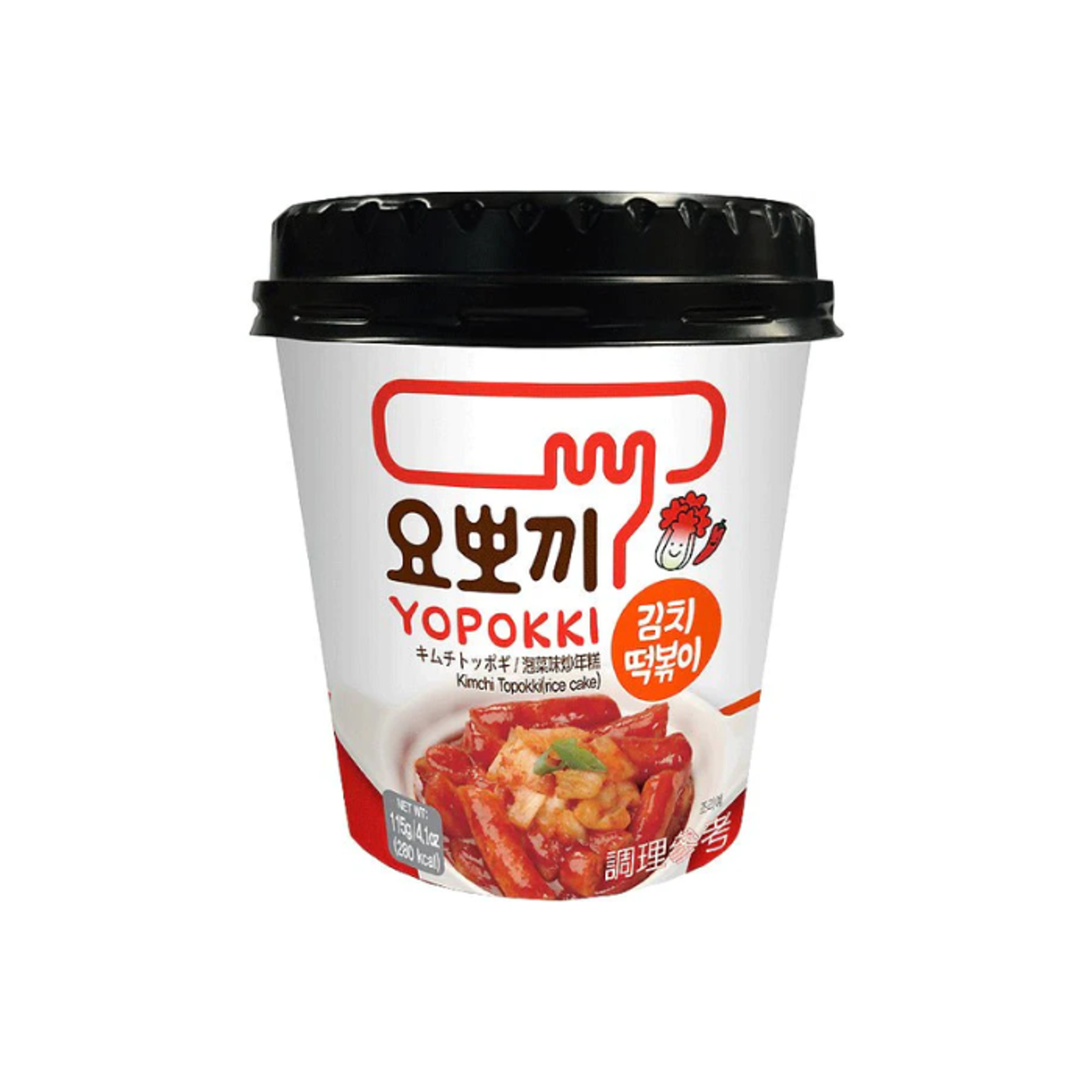 Yopokki Tteokbokki Cup Kimchi 115g - Koreanischer Instant-Reiskuchen mit Kimchi-Geschmack