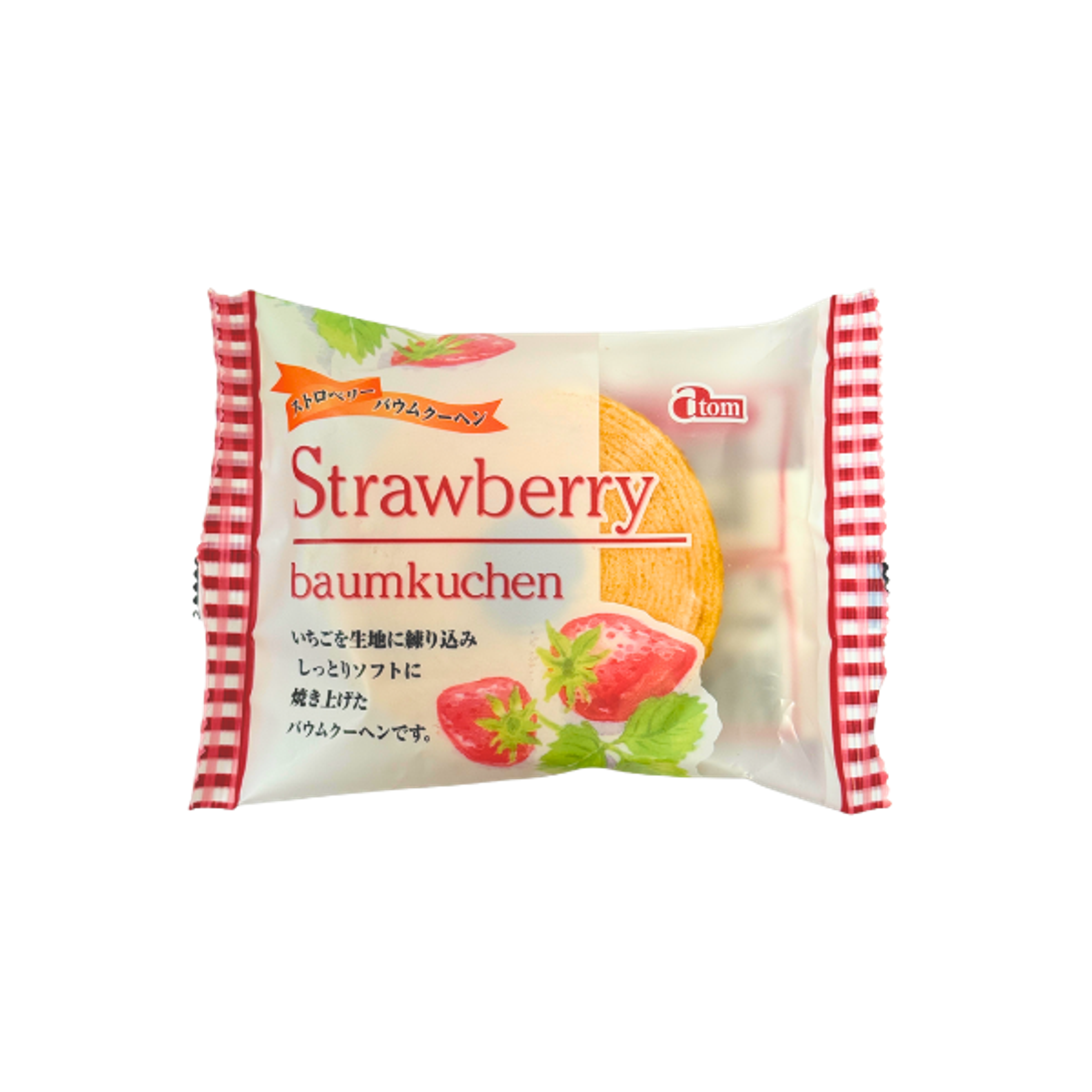 ATOM Erdbeer-Baumkuchen 80g | Weicher japanischer Schichtkuchen mit fruchtigem Erdbeergeschmack