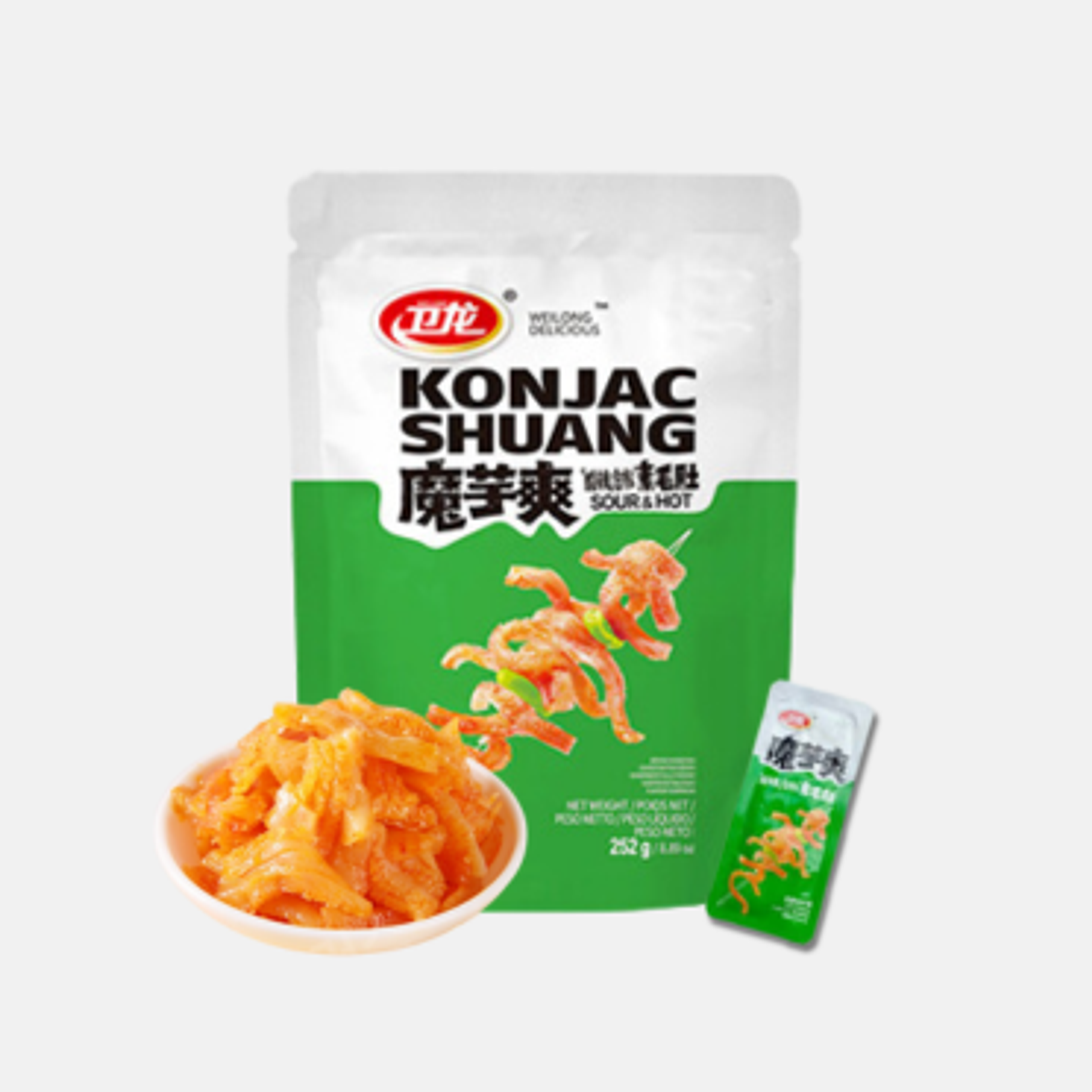 Wei Long Konjac Shuang Sauer & Scharf 252g - Scharfer und würziger Snack