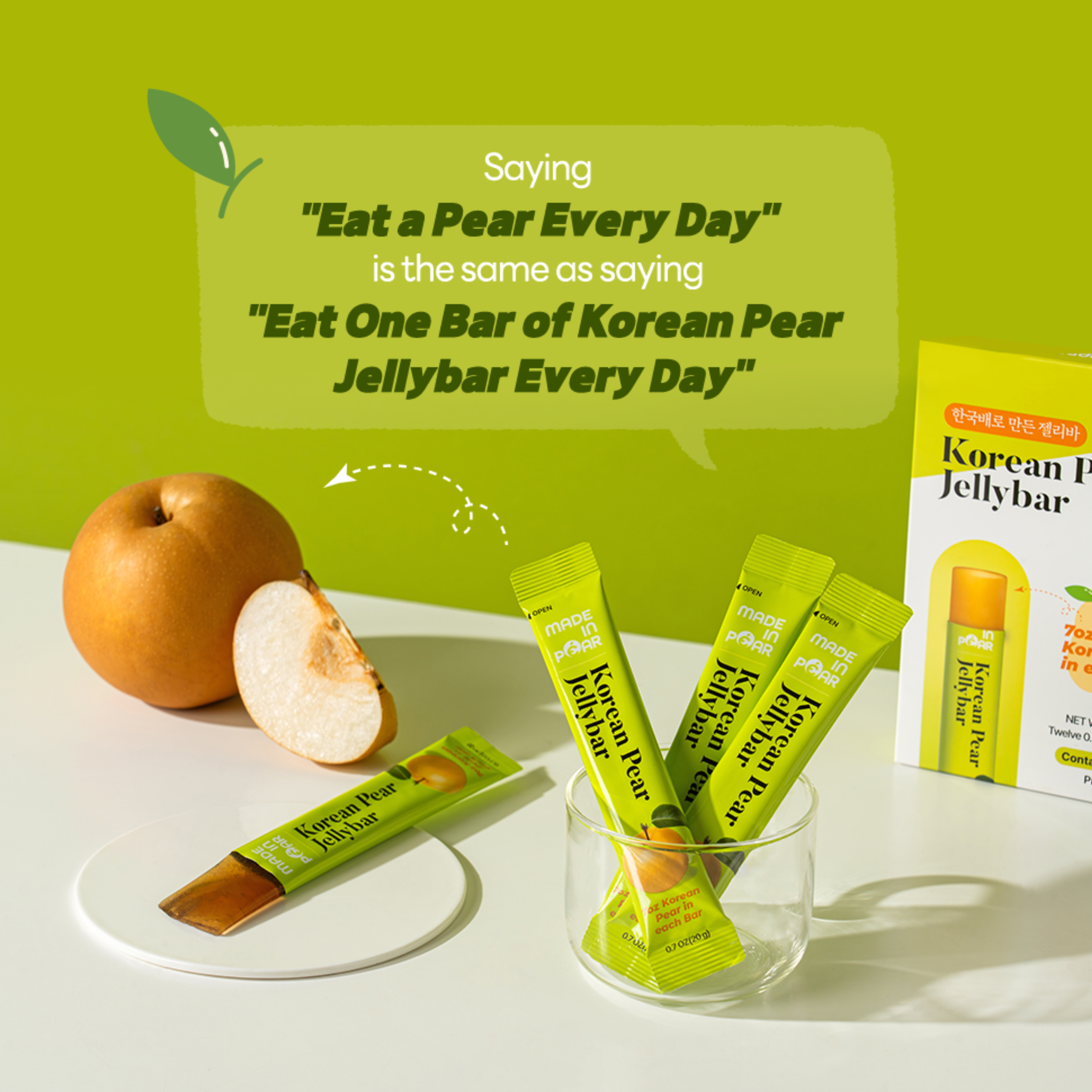 GOOD-F&B Korean Pear Jelly Bar 240 g | Fruity Jelly Snack Bars with Korean Pear